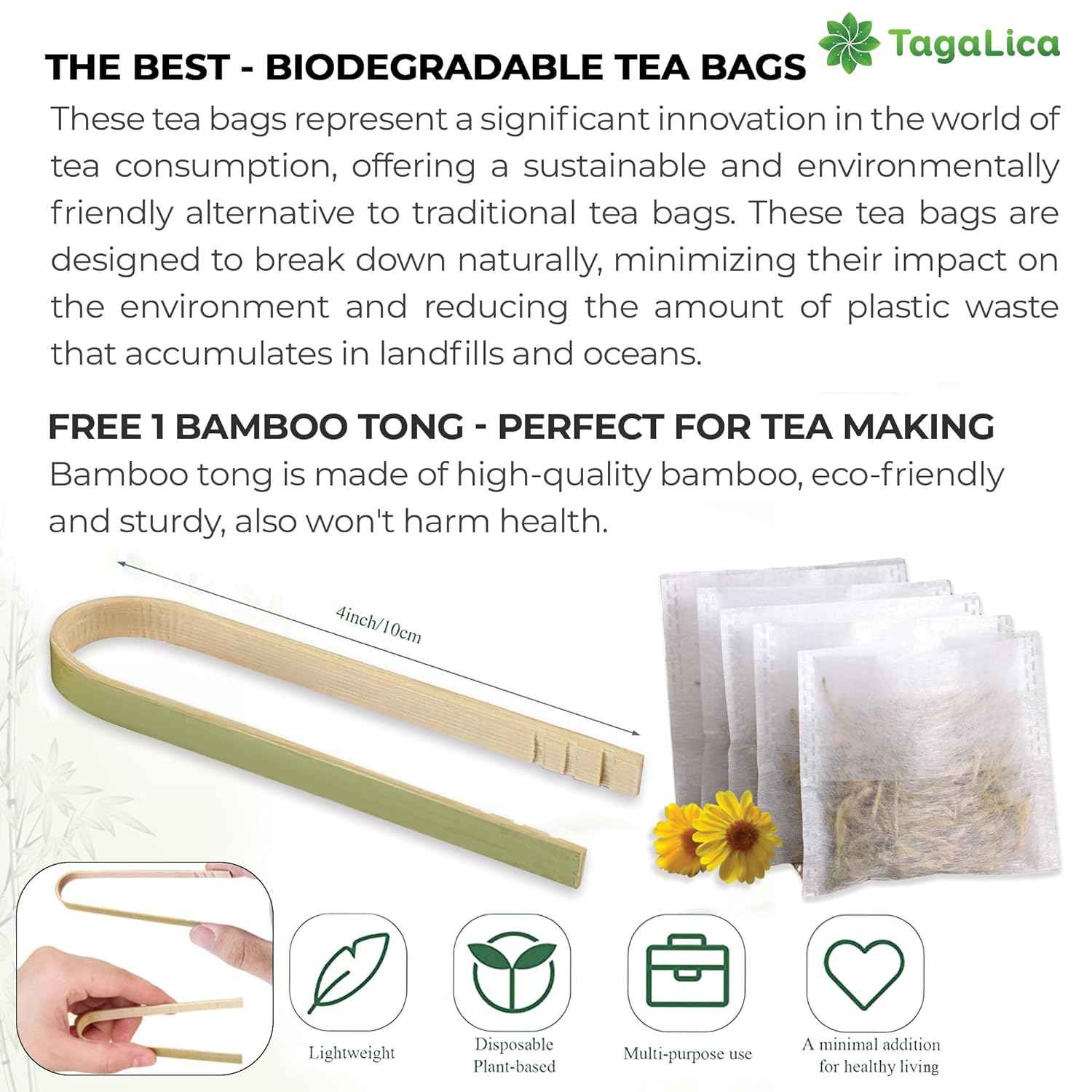 Lemongrass Tea Bags, 100% Natural & Pure Lemongrass leaves, Eco-Conscious Tea Bags, Lemongrass Herbal Tea. Lemongrass Leaf Tea. No Sugar, No Caffeine, No Gluten, Vegan.