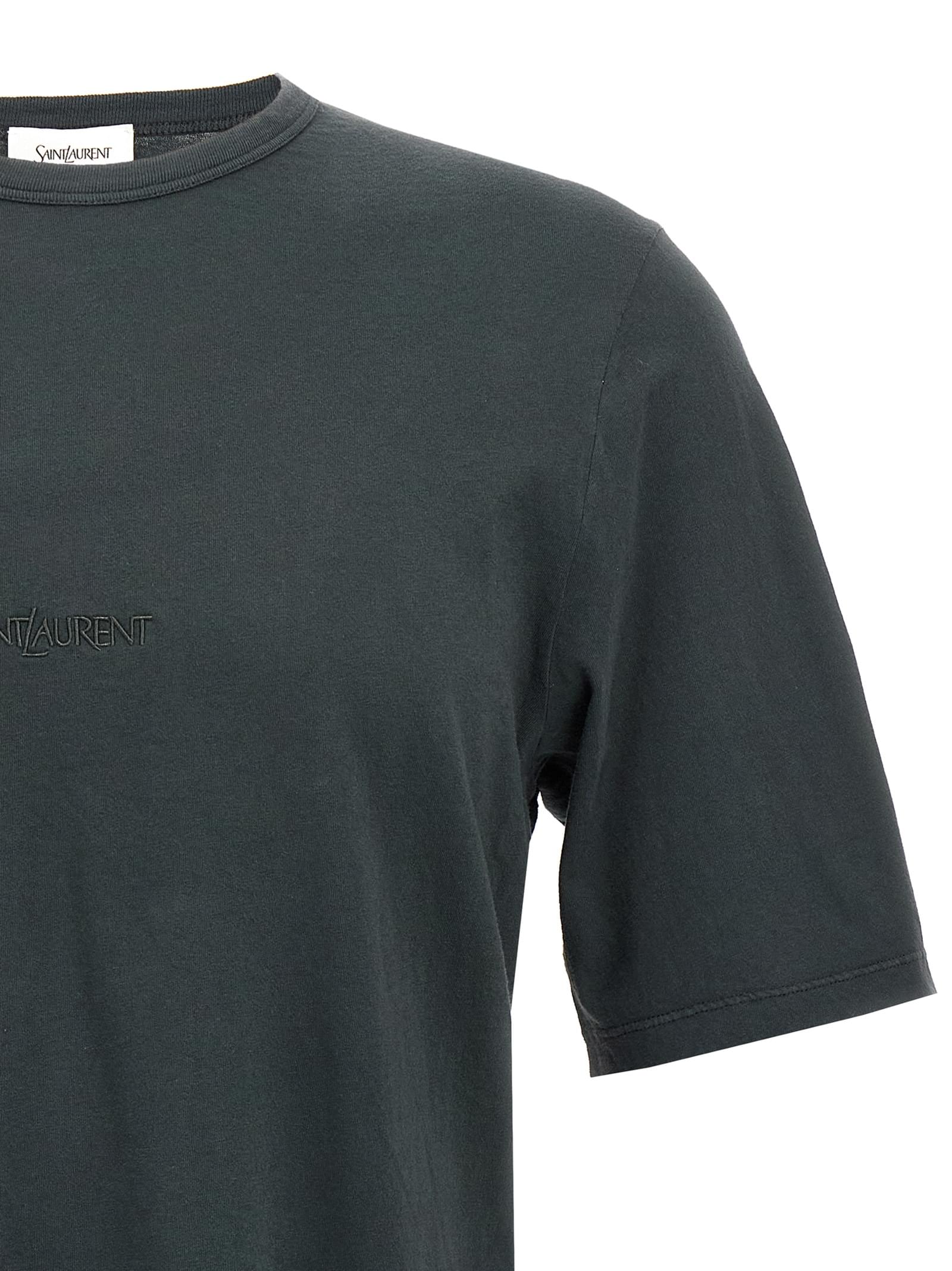 Saint Laurent Men Logo Embroidery T-Shirt
