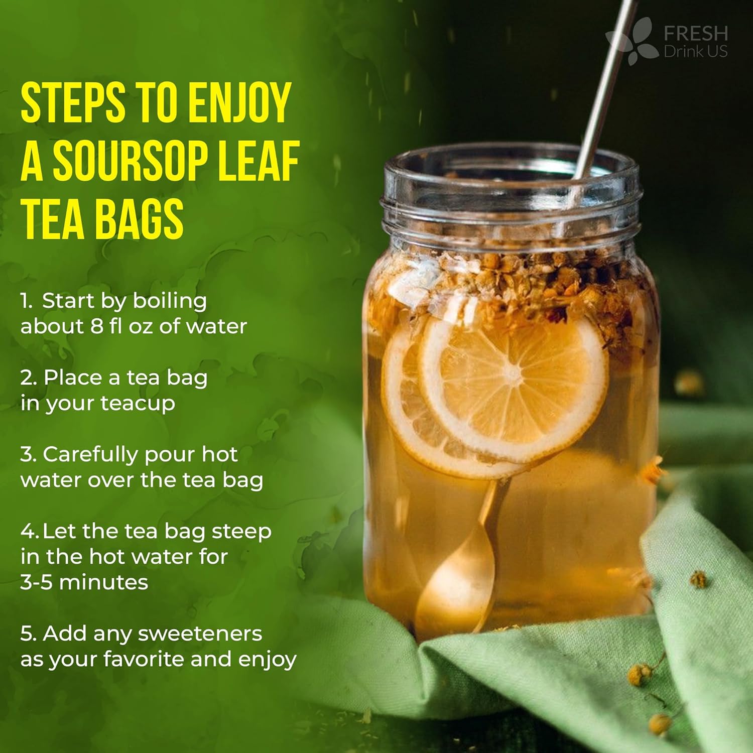 Sleepy-Time Immune & Heart Trio, Chamomile, Soursop & Hibiscus Herbal Tea Bags, 100% Natural and Pure Flowers & Leaves, Eco-Conscious Tea Bags, Caffeine-Free, No Sugar, No Gluten, Vegan – Herbal Tea Beverage by FreshDrinkUS - Natural and Premium Herbal Tea