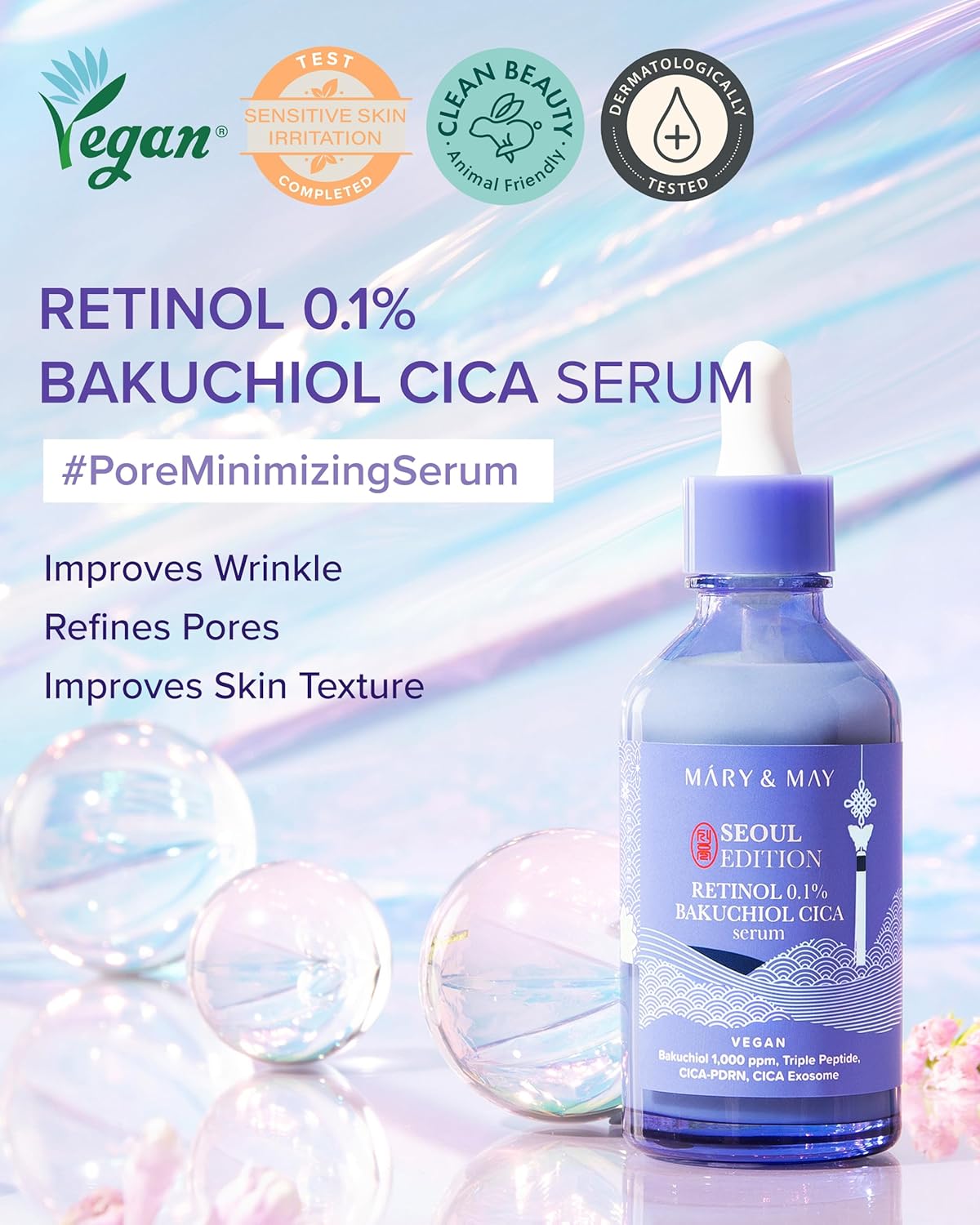 Mary & May Vegan Retinol 0.1% Bakuchiol Cica Serum by AsiaBeautyMall
