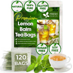 Premium Lemon Balm Leaf Tea Bags, 100% Natural & Pure from Lemon Balm Leaves. Loose Leaf Lemon Balm Herbal Tea. Lemon Balm Leaf Tea. No Sugar, No Caffeine, No Gluten, Vegan.