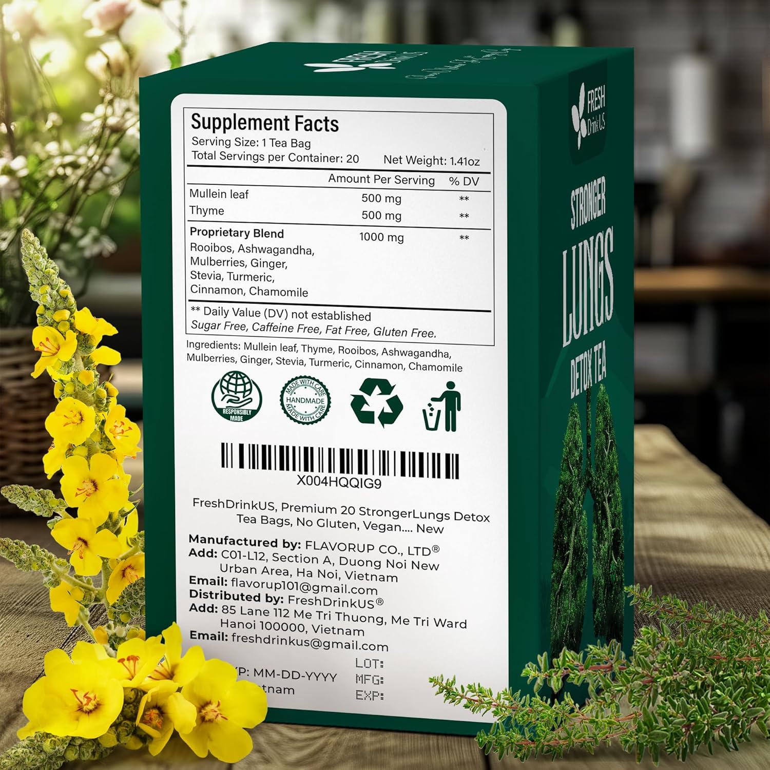 StrongerLungs Tea Bags - Supports Lung Cleanse, Congestion Relief & Mucus Detox by FreshDrinkUS - Natural and Premium Herbal Tea