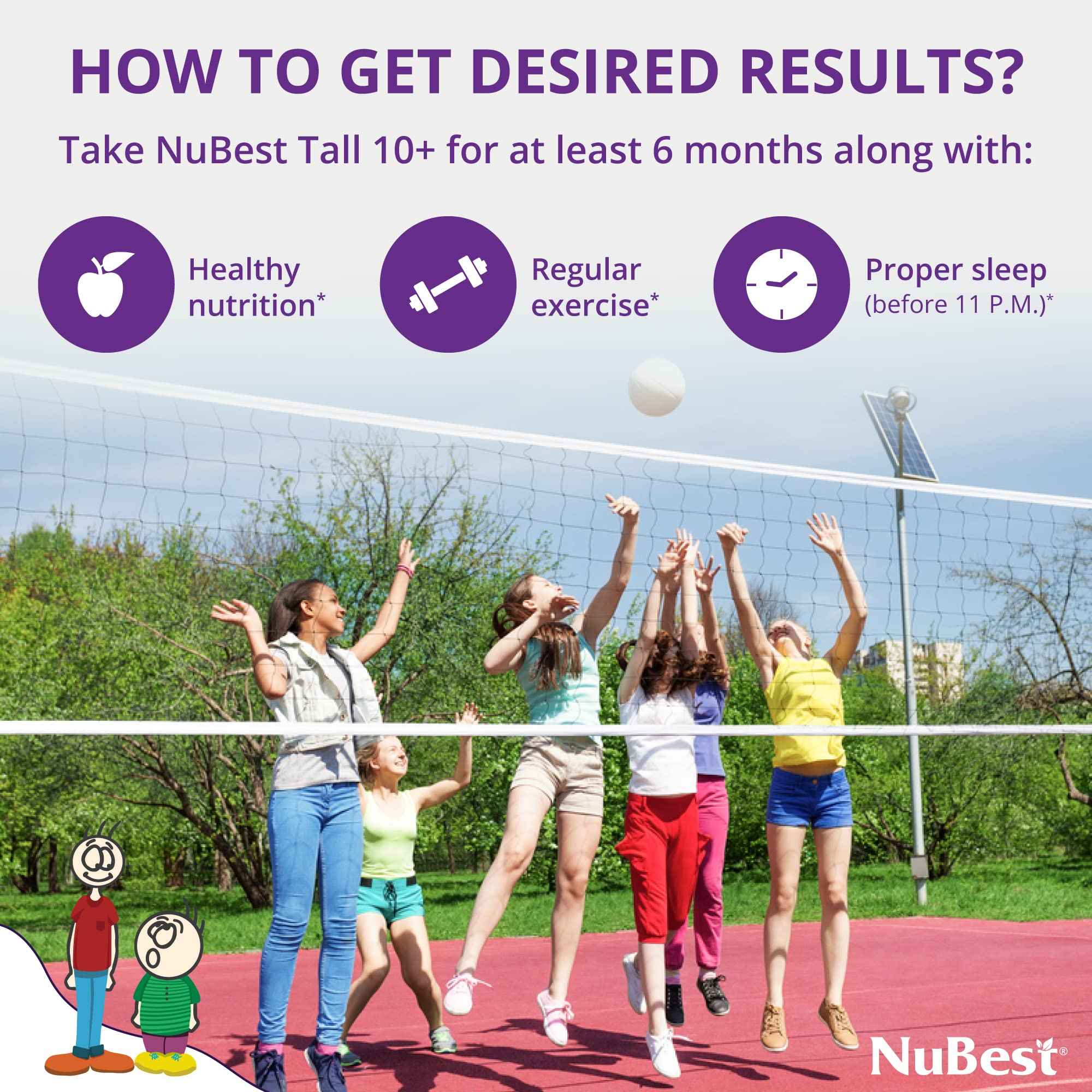 NuBest Tall 10+ Premium Bone Strength Formula, Enhanced Immunity and Overall Health for Age 10+ - Who Drink Milk Daily with Calcium, Vitamin D3, Vitamin K2, and Multivitamins - 60 Capsules