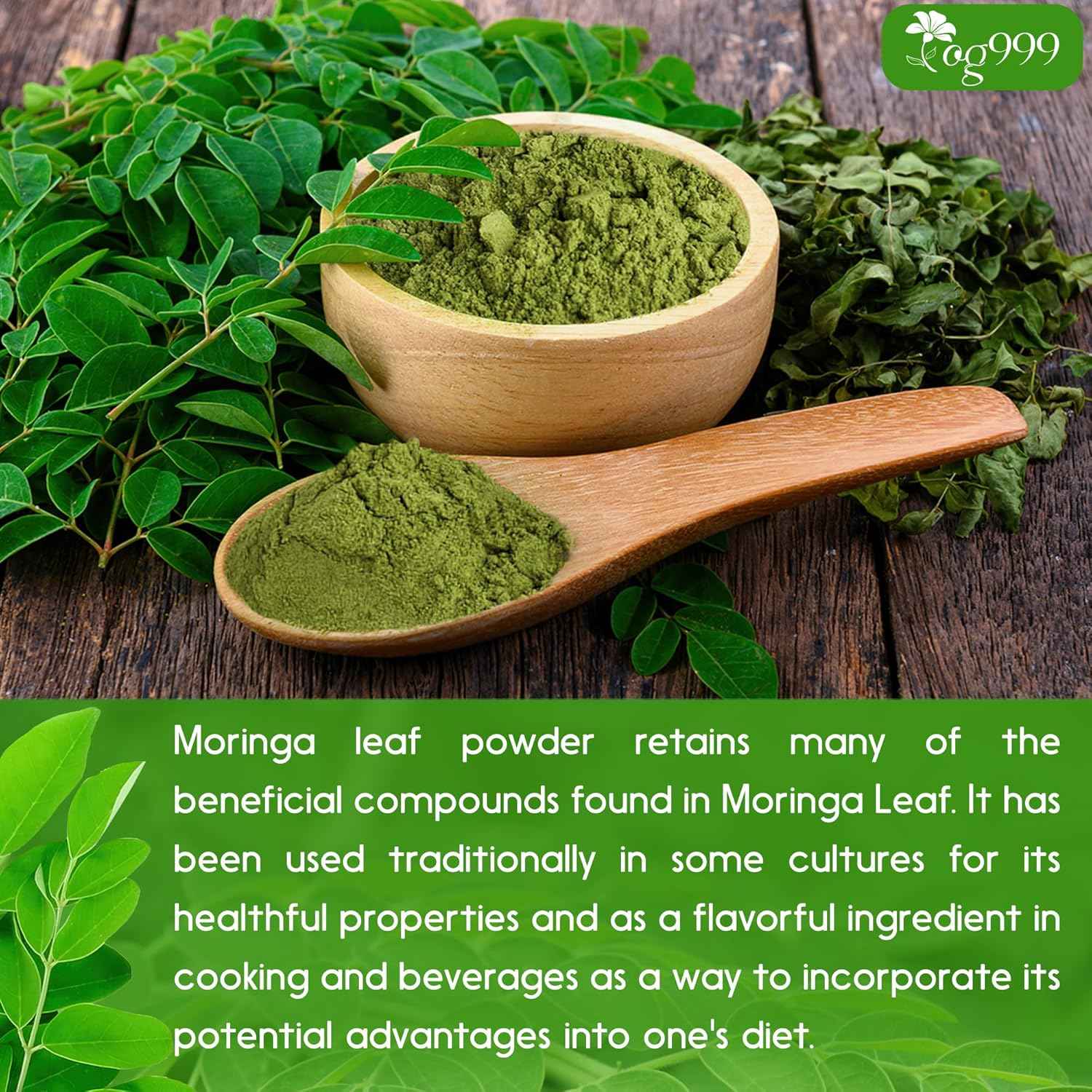 Premium Moringa Leaf Powder, 100% Natural and Pure from Moringa Leaves, No Additives, No Gluten, No Sugar, Vegan