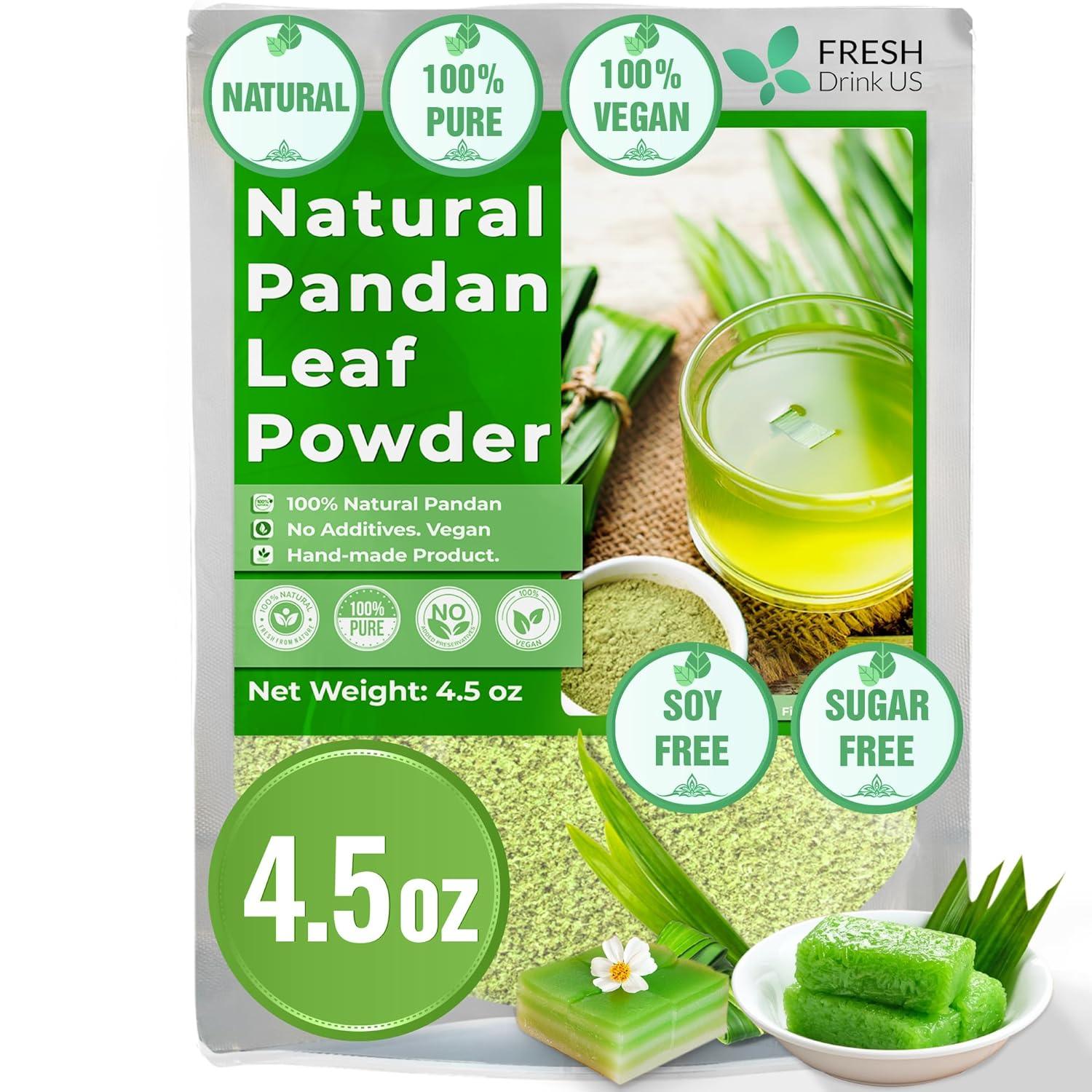 Natural Pandan Leaves Dried, Pandan Leaf Powder, 100% Pure Dried Pandan Leaves, Pandan Leaf Tea, No Additives, No Caffeine, Vegan by FreshDrinkUS - Natural and Premium Herbal Tea