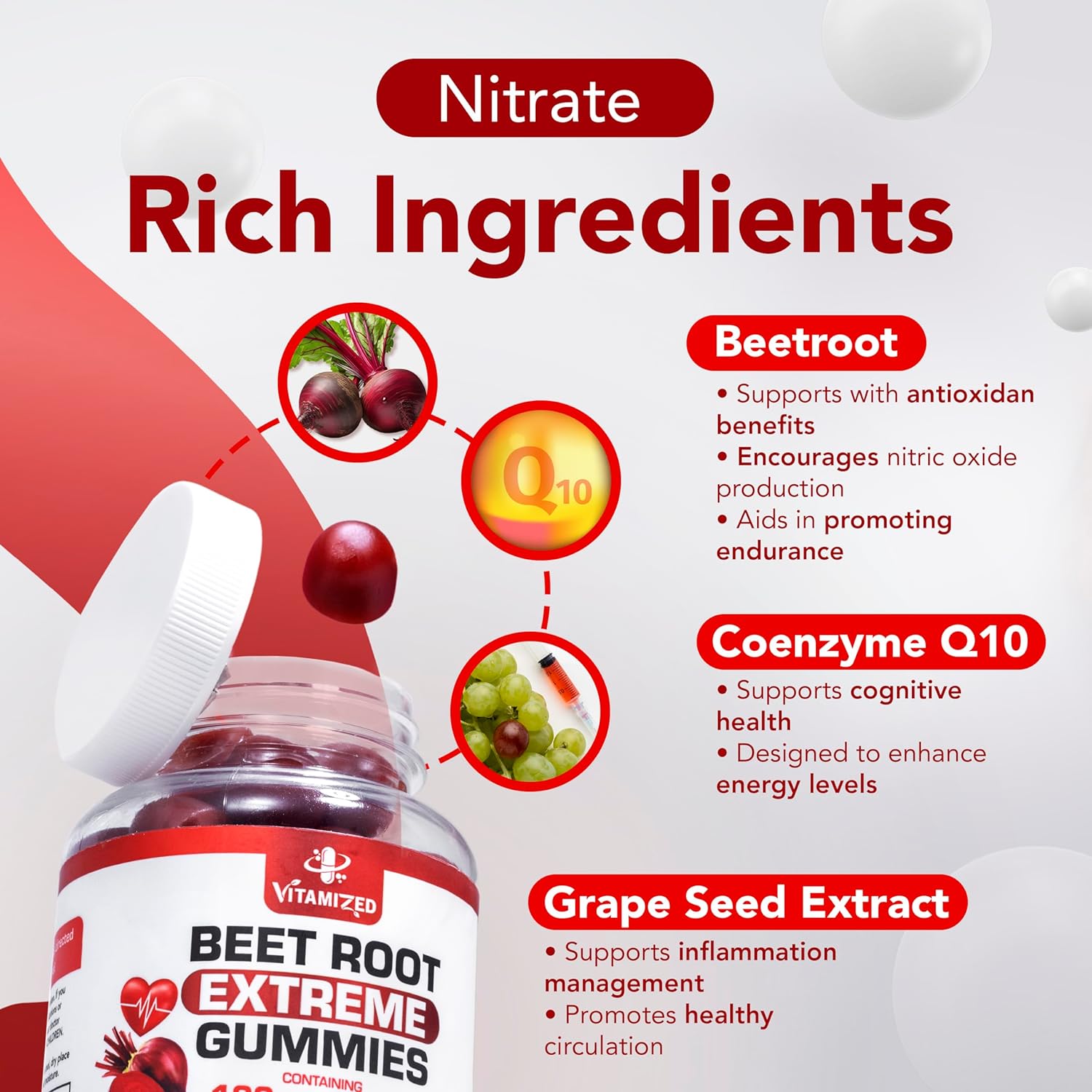 Beet Root Extreme Gummies with CoQ10, 60 Count DestGlow