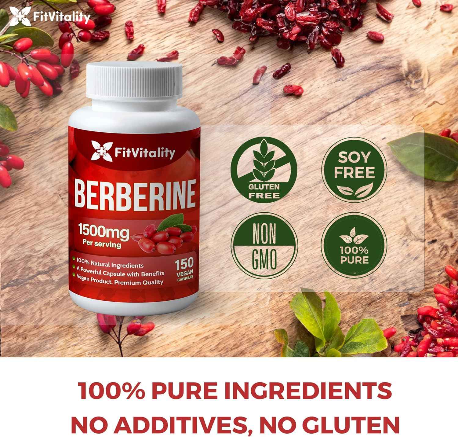 Premium Berberine Supplement, Non-GMO, Gluten-Free by FreshDrinkUS - Natural and Premium Herbal Tea