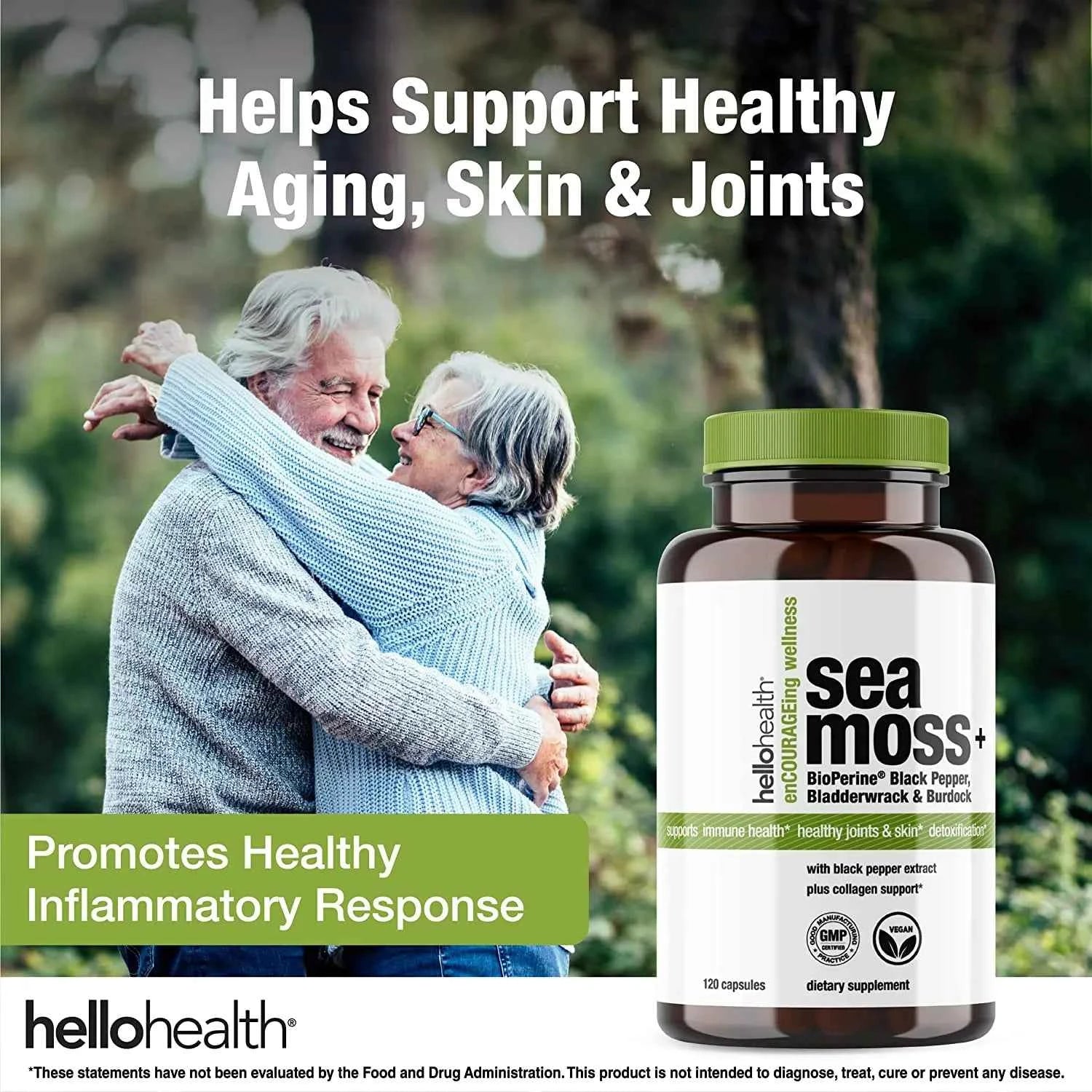 Organic Irish Sea Moss, Organic Bladderwrack, Organic Burdock & Bioperine capsules by hellohealth