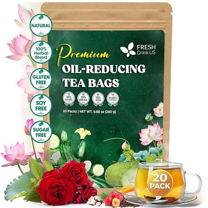 Oil Reducing Tea, Oil Cleansing for Liver, 10 Herbal Ingredients, Traditional Recipe Tea for Liver, 100% Natural, Easy Brewing, Steep Repeatedly (Tea Bags/ Tea Packs)