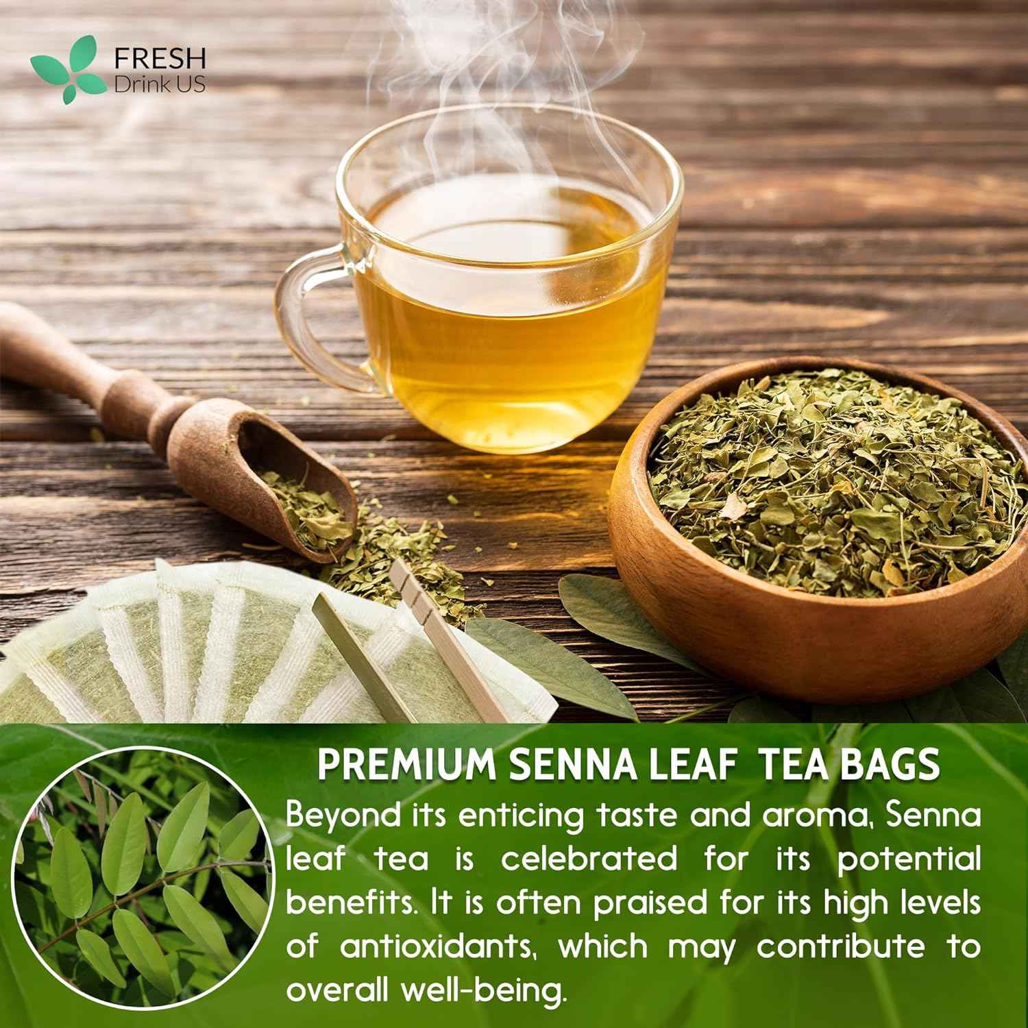 Premium Senna Leaf Tea Bags, 100% Natural & Pure from Senna Leaves. Loose Leaf Senna Herbal Tea, Made with Natural Material Tea Bags, Senna Leaf Tea. No Sugar, No Caffeine, No Gluten, Vegan.