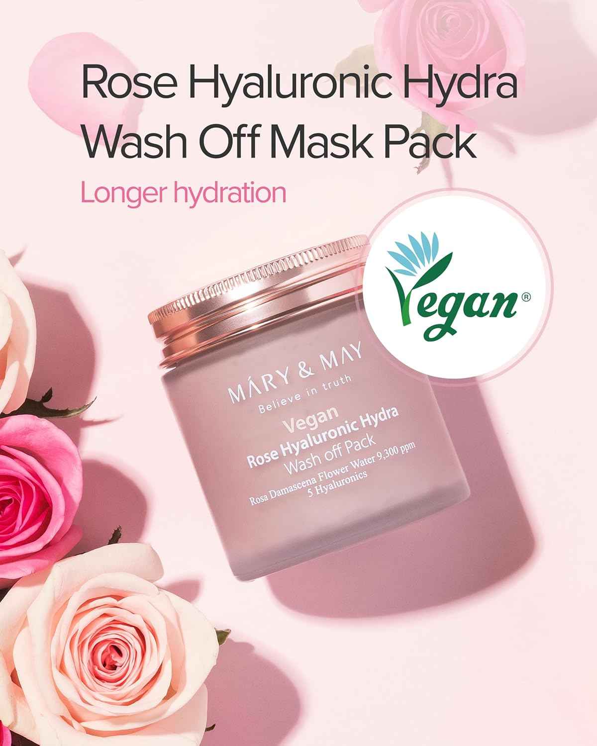 Mary & May Vegan Rose Hyaluronic Hydra Wash Off Pack