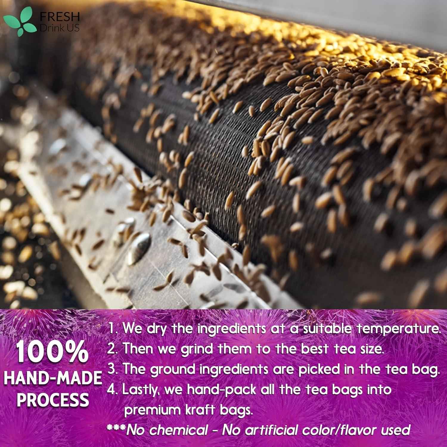 Premium Milk Thistle Tea Bags, 100% Natural & Pure from Milk Thistle Seeds. Milk Thistle Seed Herbal Tea. Milk Thistle Seed Tea. Made with Natural Material Tea Bags. No Sugar, No Caffeine, No Gluten, Vegan.