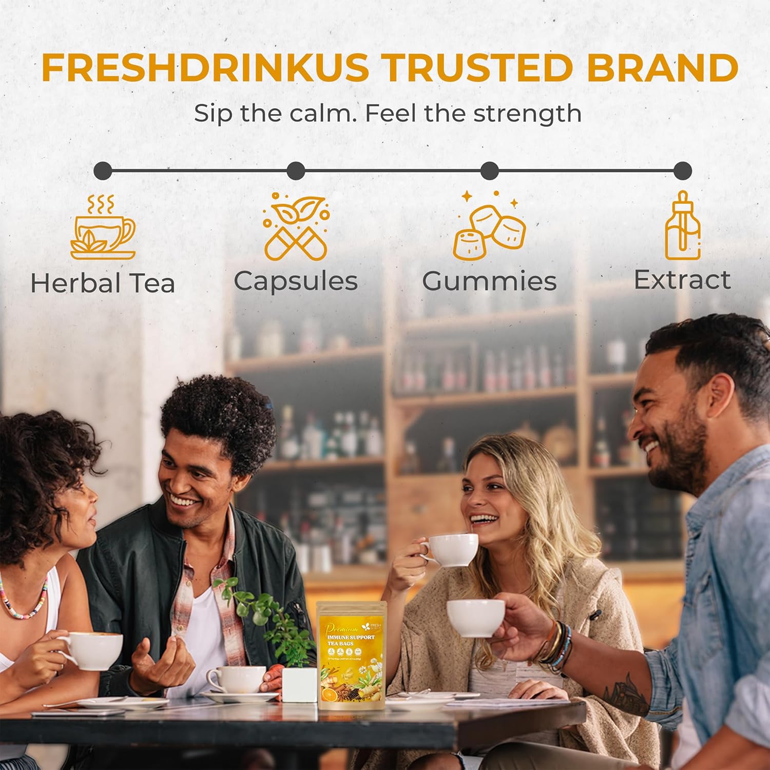 Premium Immune Support Herbal Tea Bags by FreshDrinkUS - Natural and Premium Herbal Tea