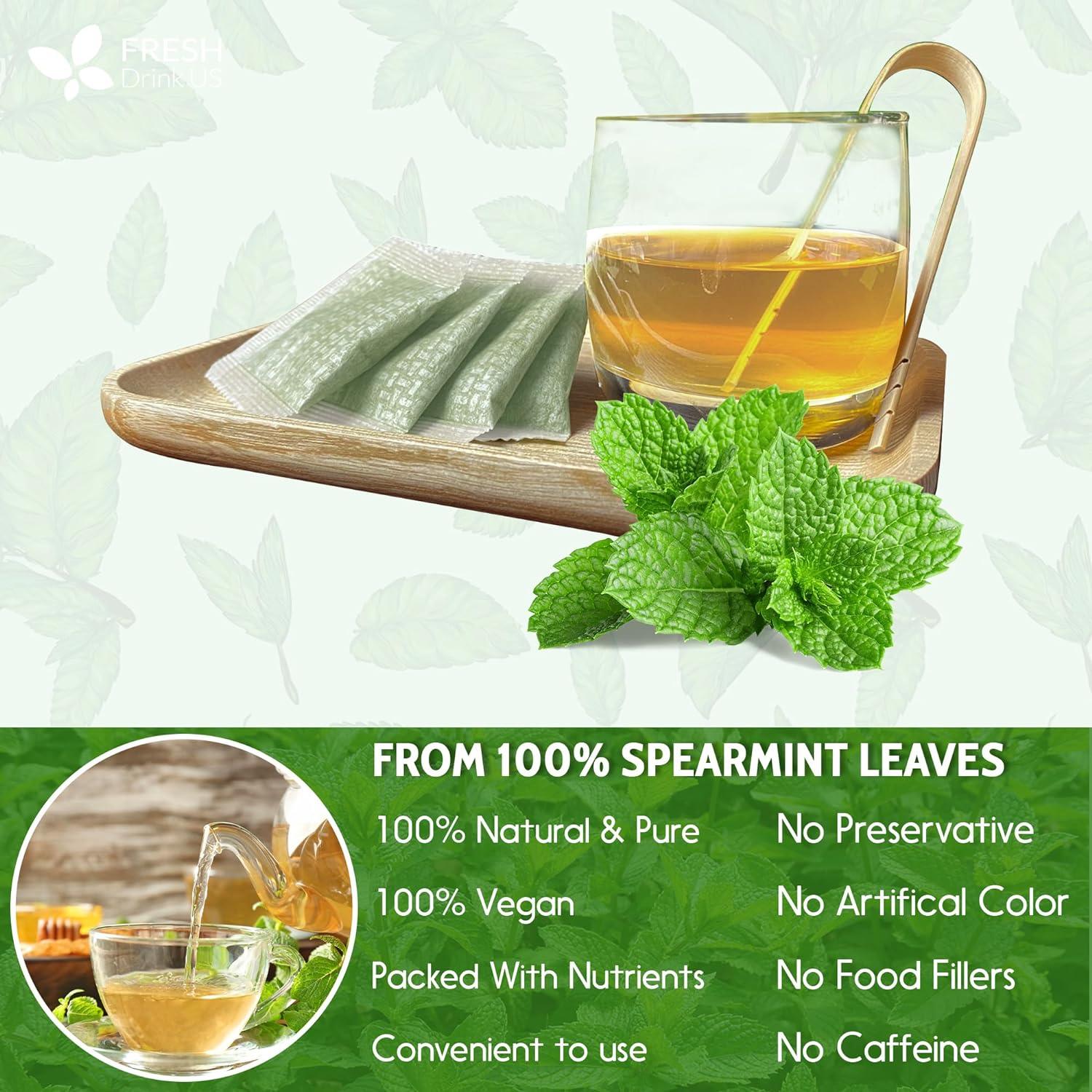 Spearmint Tea Bags, 100% Natural & Pure Spearmint Leaves. Loose Leaf Spearmint Herbal Tea. Spearmint Leaf Tea. No Sugar, No Caffeine, No Gluten, Vegan. by FreshDrinkUS - Natural and Premium Herbal Tea