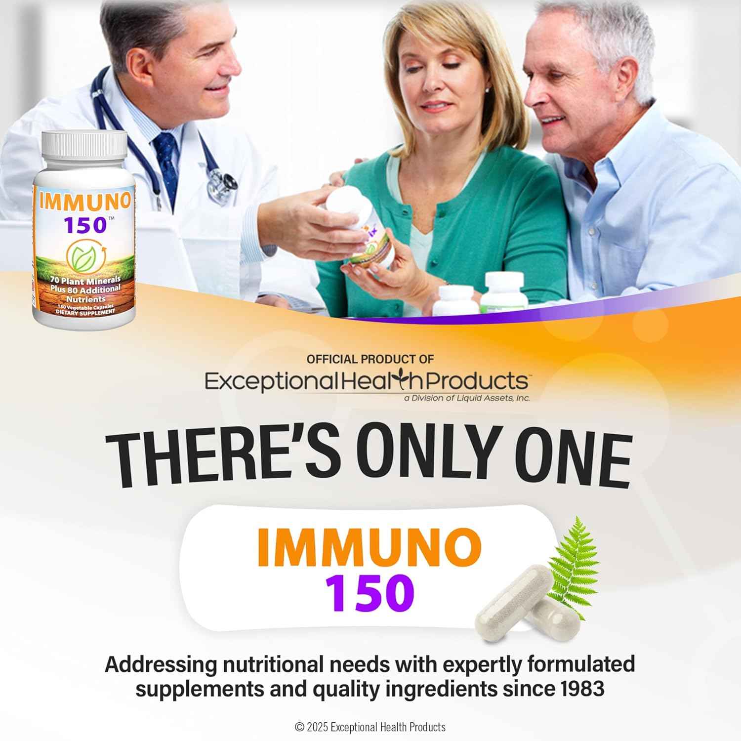 Immuno150 Immune Support Supplement, 150 Vegetable Capsules - Immunity Boost Packed with 70 Trace Minerals, 13 Essential Vitamins, Antioxidants, Herbs & Amino Acids - Immune System Booster for Adults