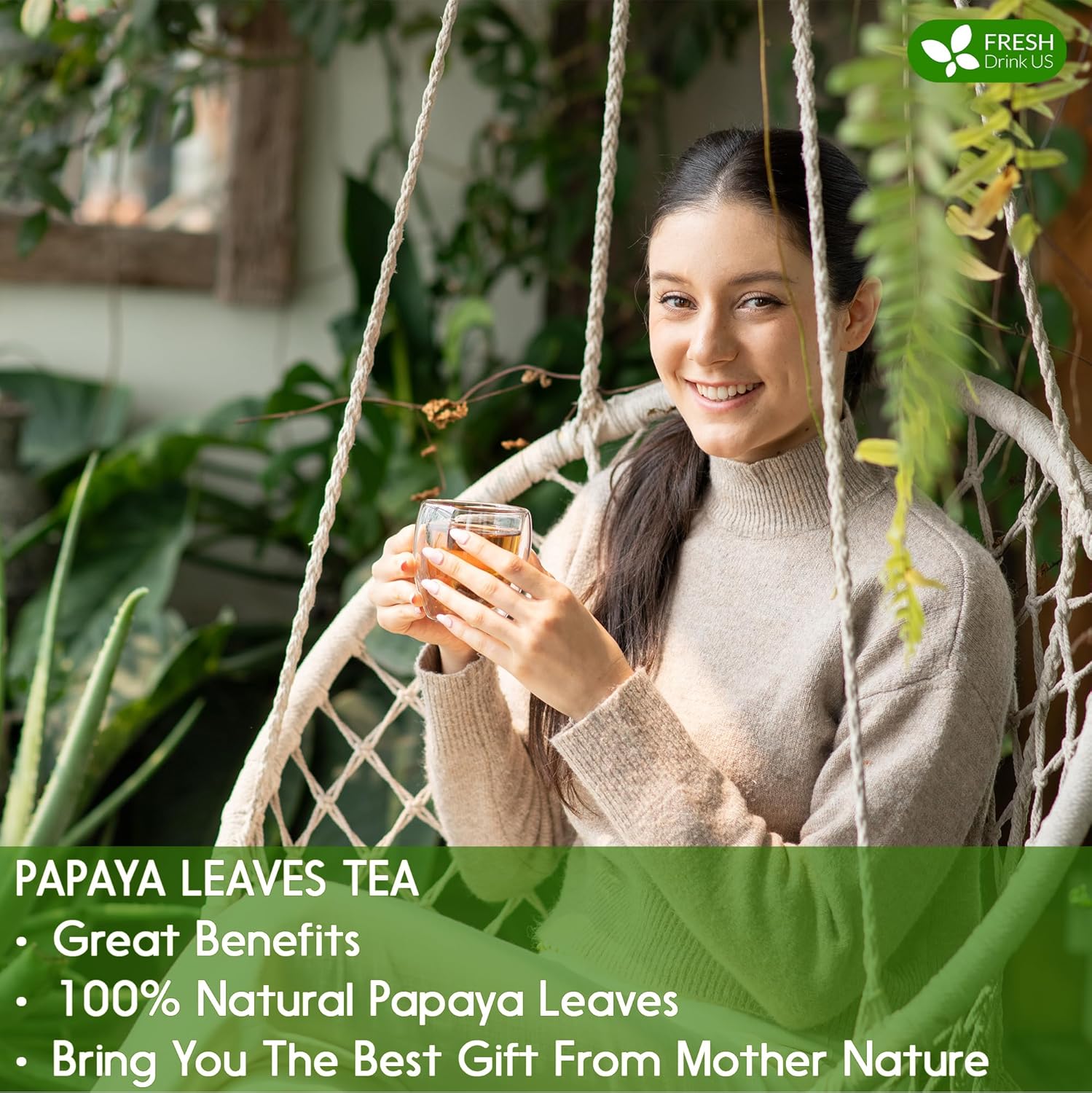 Premium Papaya Dried Leaves, Papaya Loose Leaf Herbal Tea, No Additives, No Caffeine, Vegan by FreshDrinkUS - Natural and Premium Herbal Tea