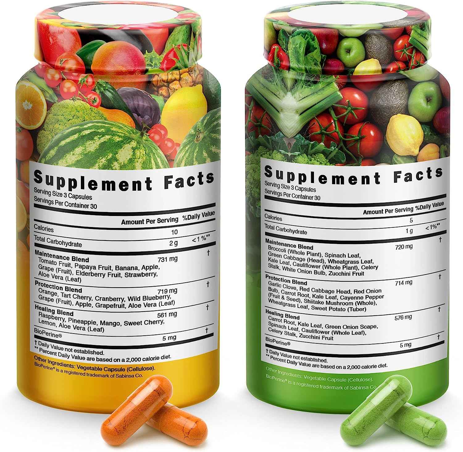 Superfood Fruits and Veggie Capsules - Overall Health and Energy - For Men and Women
