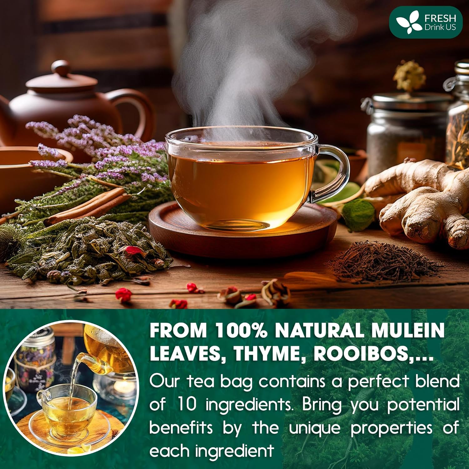 StrongerLungs Tea Bags - Supports Lung Cleanse, Congestion Relief & Mucus Detox by FreshDrinkUS - Natural and Premium Herbal Tea