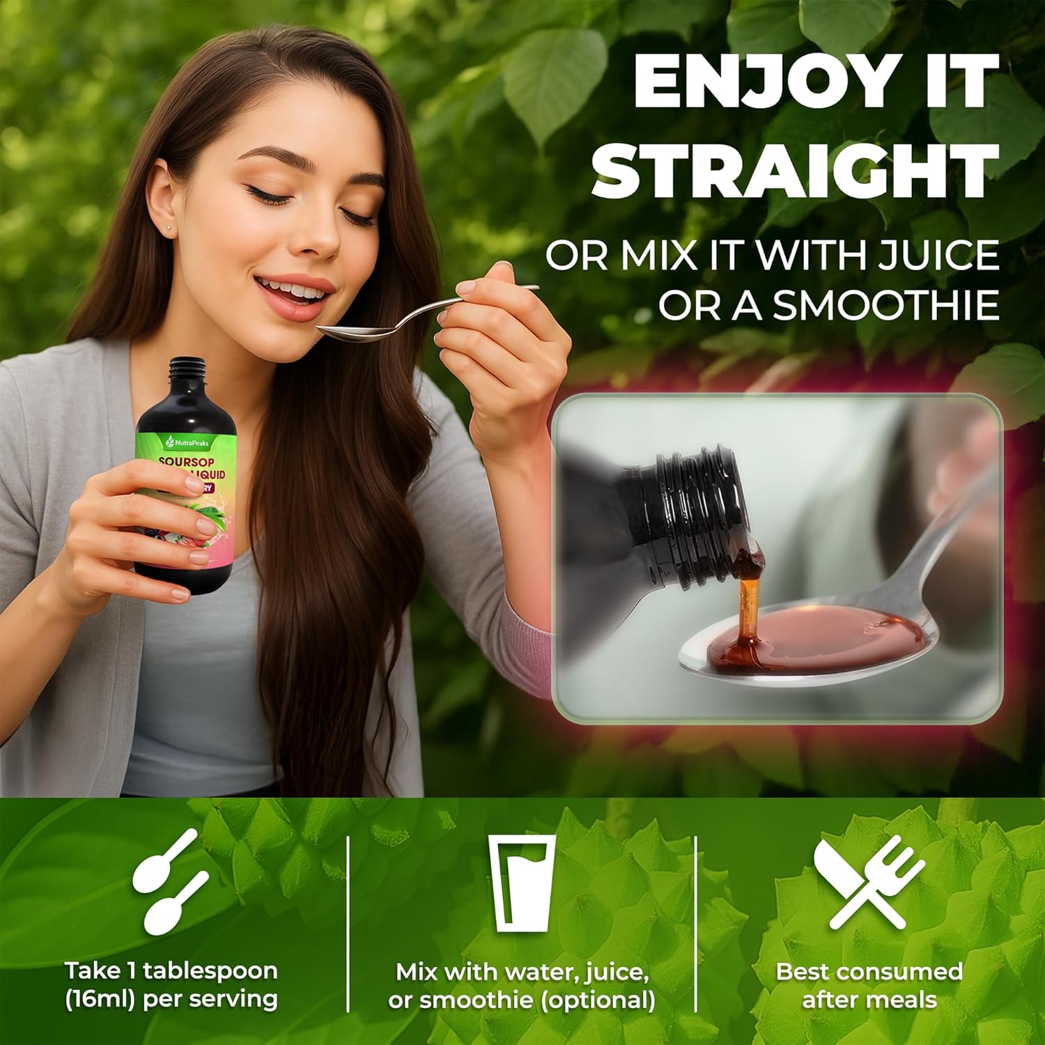 Soursop Bitters Liquid – Herbal Daily Wellness Formula with Soursop, Ginger, Turmeric & Black Seed Mixed Berry Flavor by FreshDrinkUS - Natural and Premium Herbal Tea