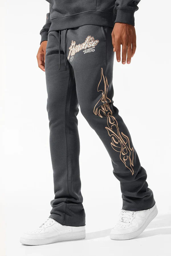 Jordan Craig Paradise Tour Fleece Stacked Joggers - Charcoal by Denim Exchange