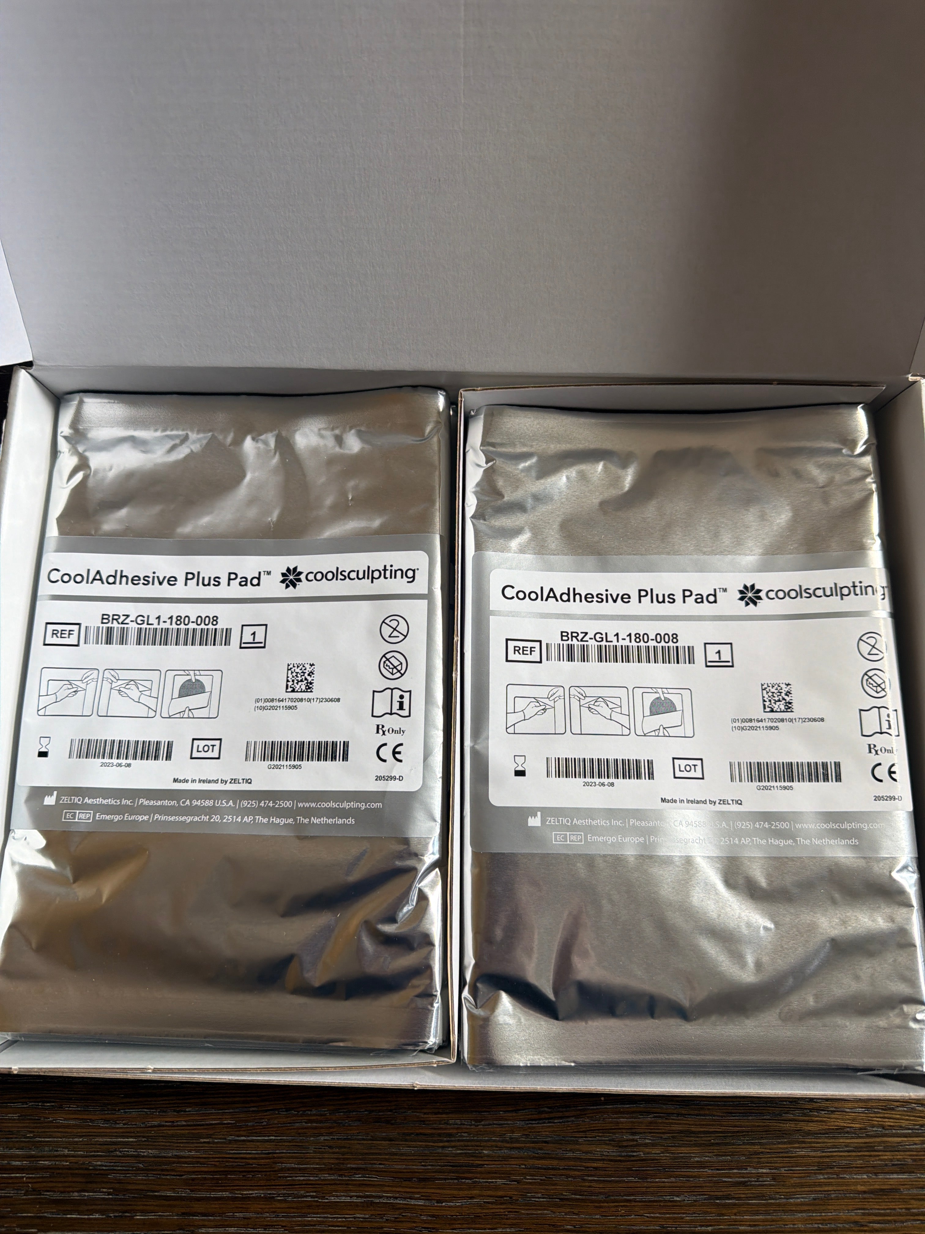 CoolSculpting CoolAdhesive Plus Pads REF BRZ-GL1-180-008 Box of 8 - Exp June 2023