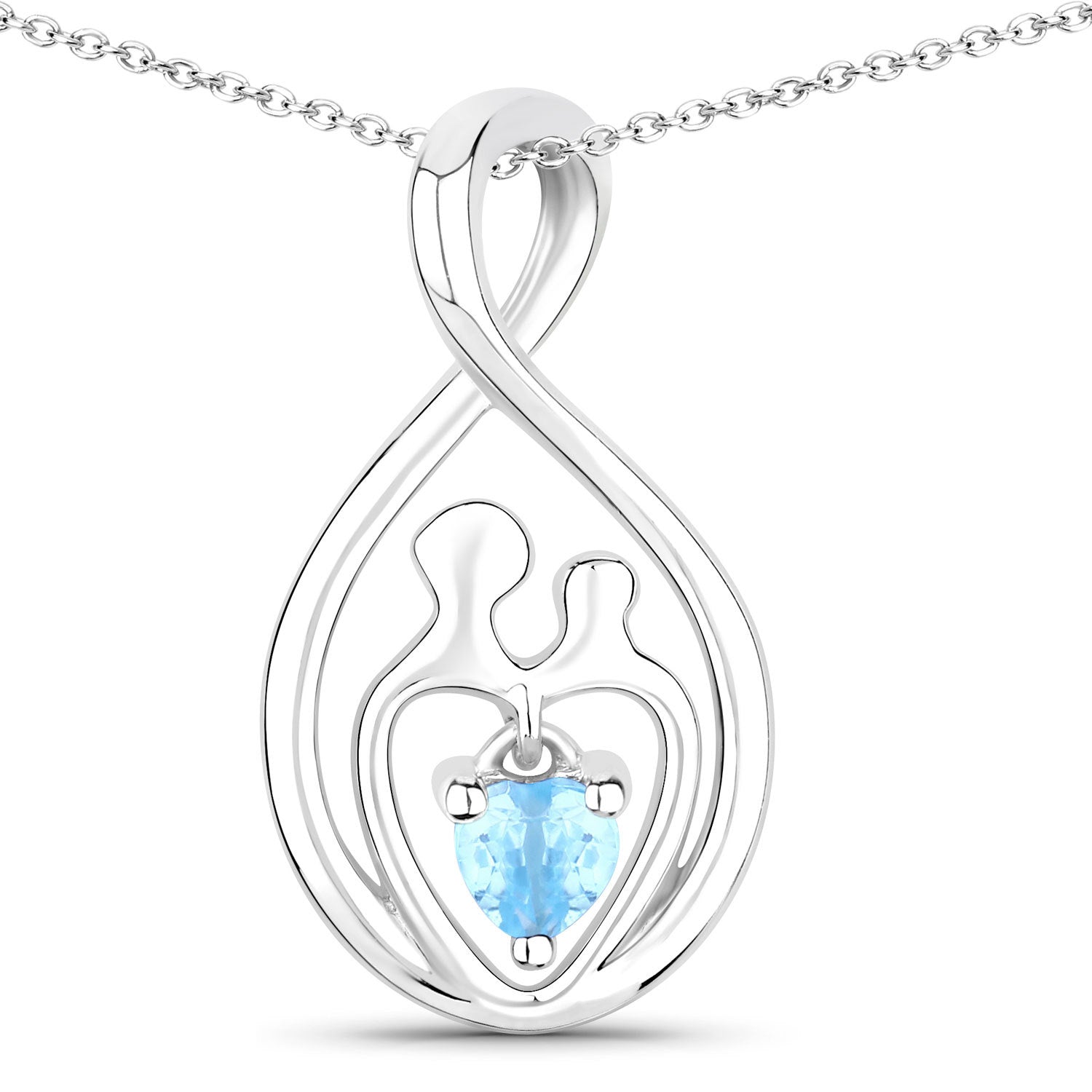 0.13 Carat Genuine Swiss Blue Topaz .925 Sterling Silver Pendant DestGlow