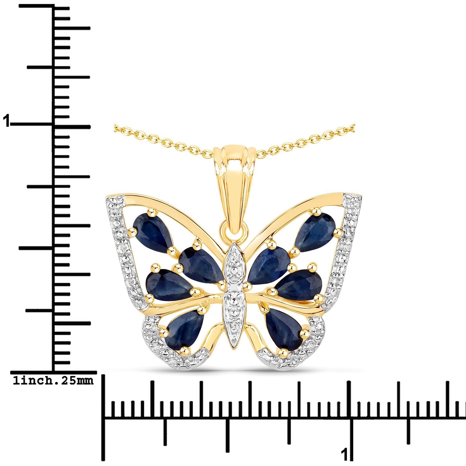 1.67 Carat Genuine Blue Sapphire and White Zircon .925 Sterling Silver Pendant DestGlow