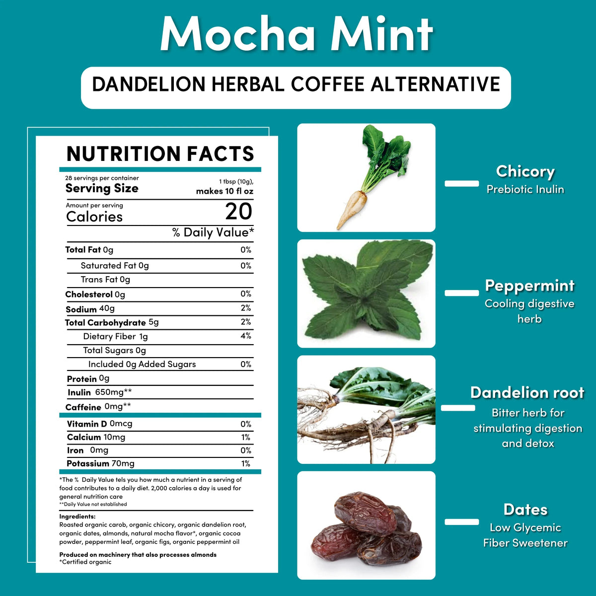 Dandelion Mocha Mint Herbal Coffee DestGlow