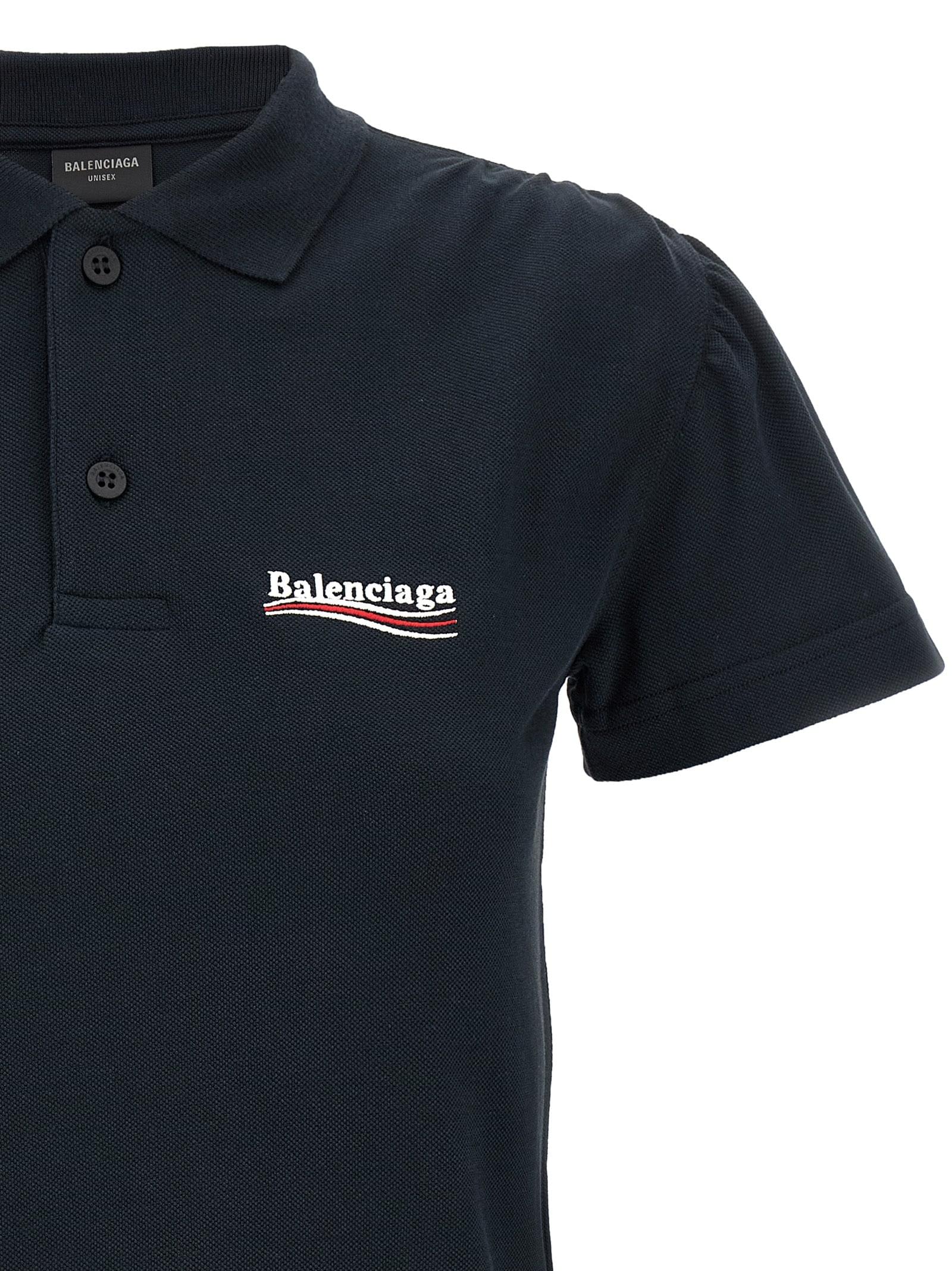 Balenciaga Women Logo Embroidery Polo Shirt