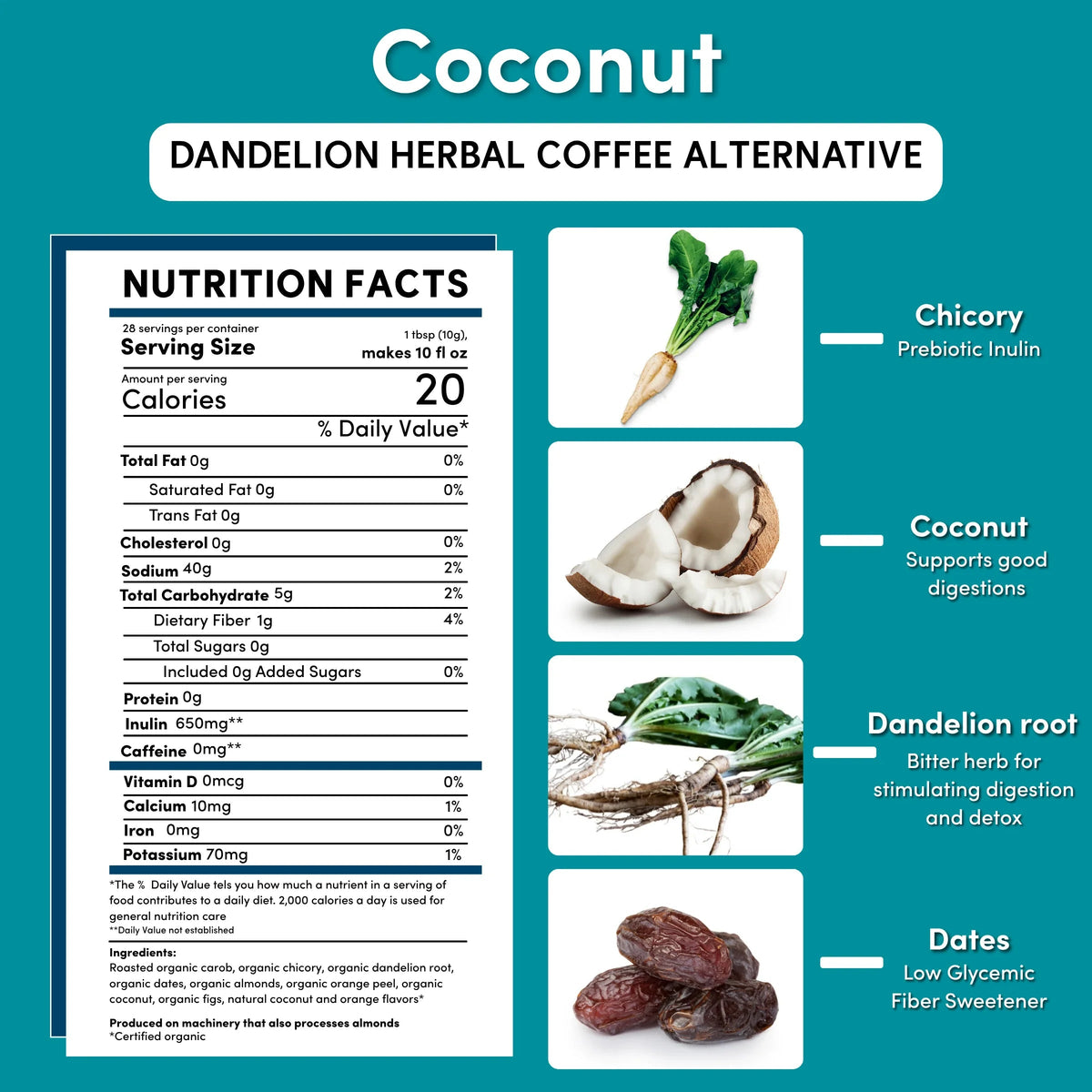 Dandelion Coconut Herbal Coffee DestGlow