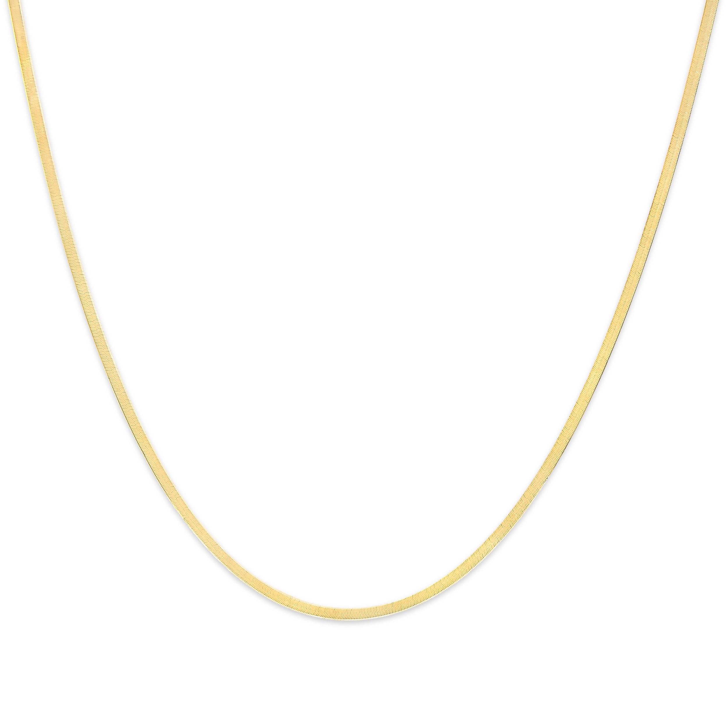 Unisex Solid 14K Yellow Gold 2.8mm Imperial Herringbone Chain Necklace - 18" Inches by Bids.com