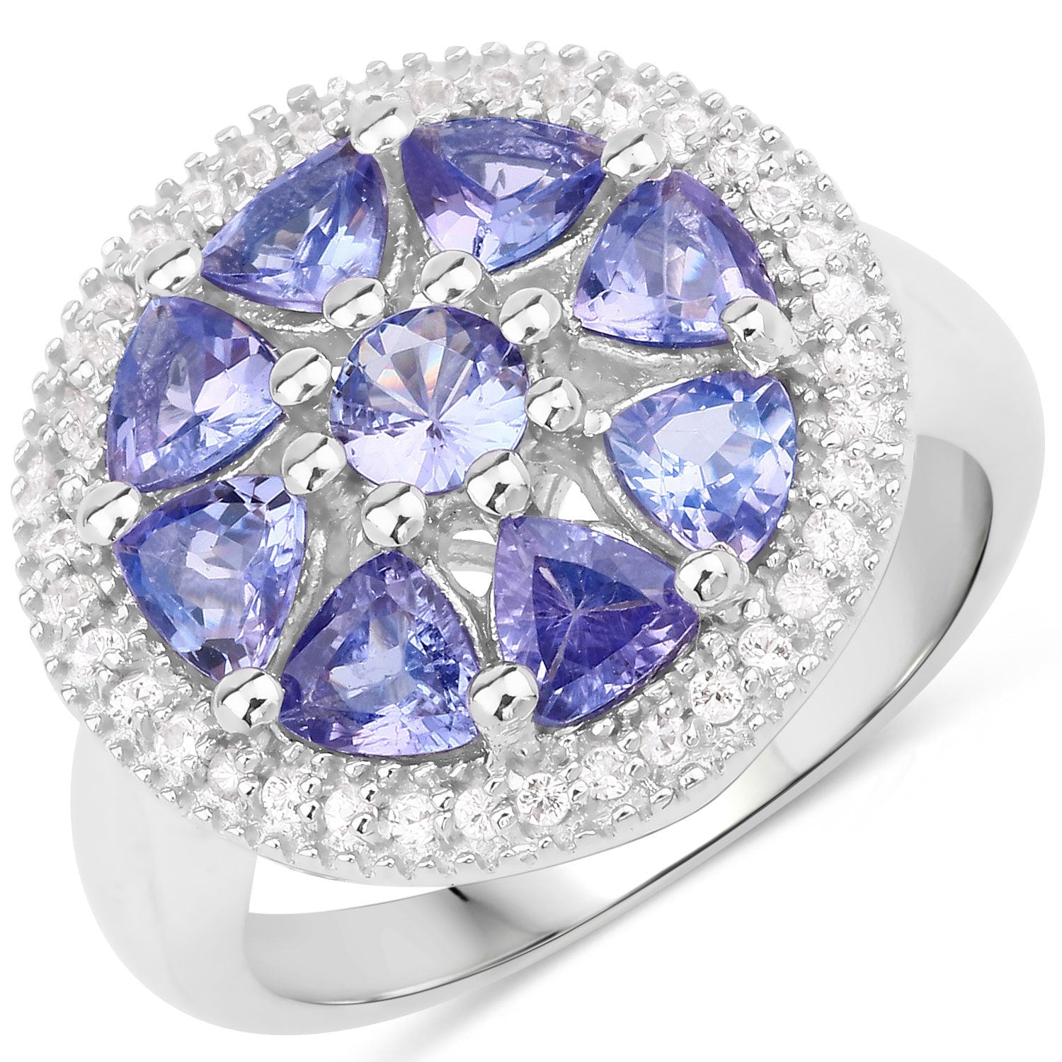2.26 Carat Genuine Tanzanite and White Topaz .925 Sterling Silver Ring by Bids.com
