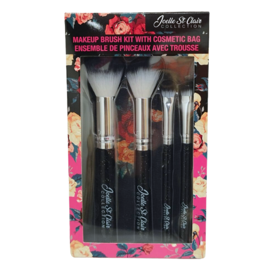 Joelle St. Clair Makeup Brush Kit with Cosmetic Bag (5 pc) DestGlow