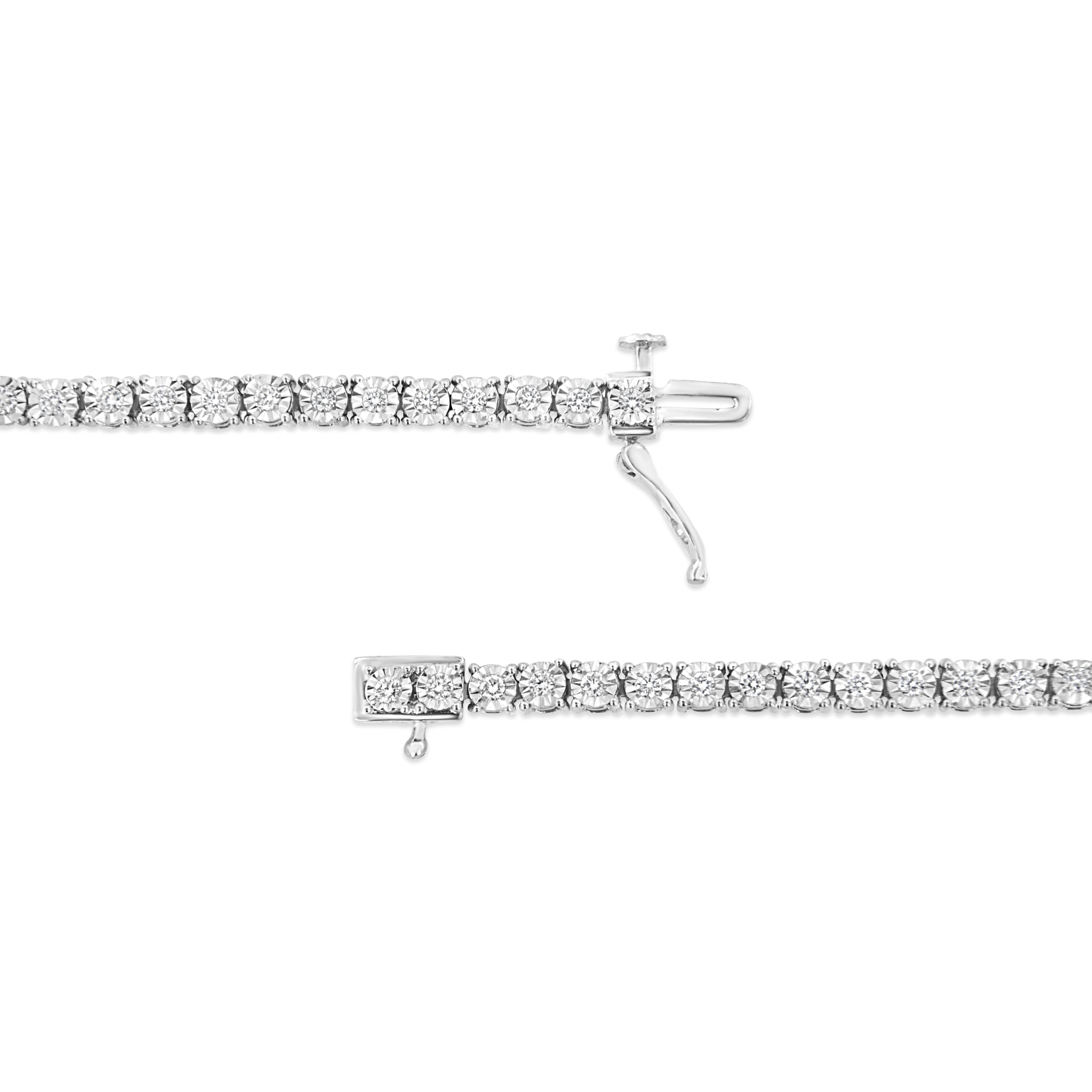 14K White Gold 3.0 Cttw Lab Grown Diamond Illusion-Set Miracle Plate Tennis Bracelet (F-G Color, VS1-VS2 Clarity) - Size 7.25" by Bids.com