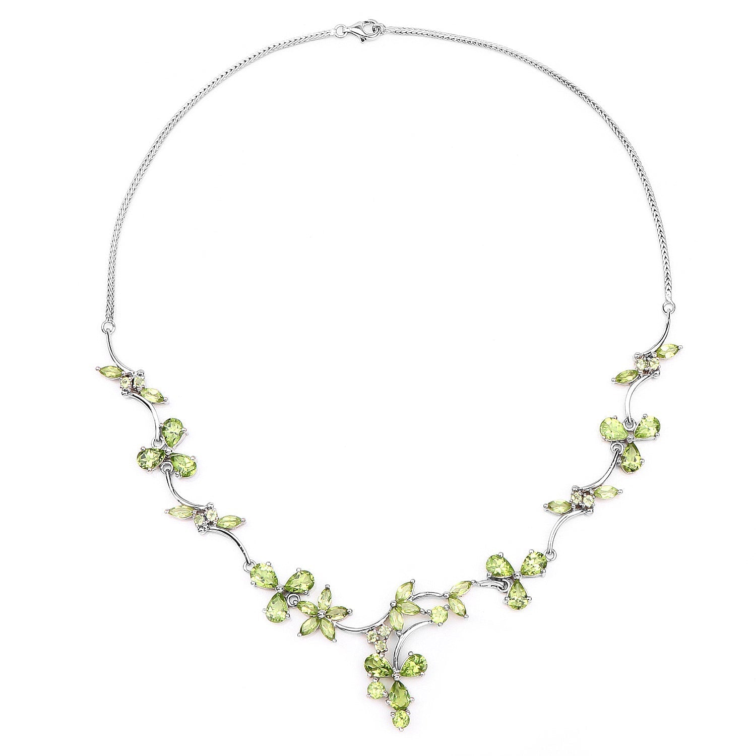 17.24 Carat Genuine Peridot .925 Sterling Silver Necklace DestGlow