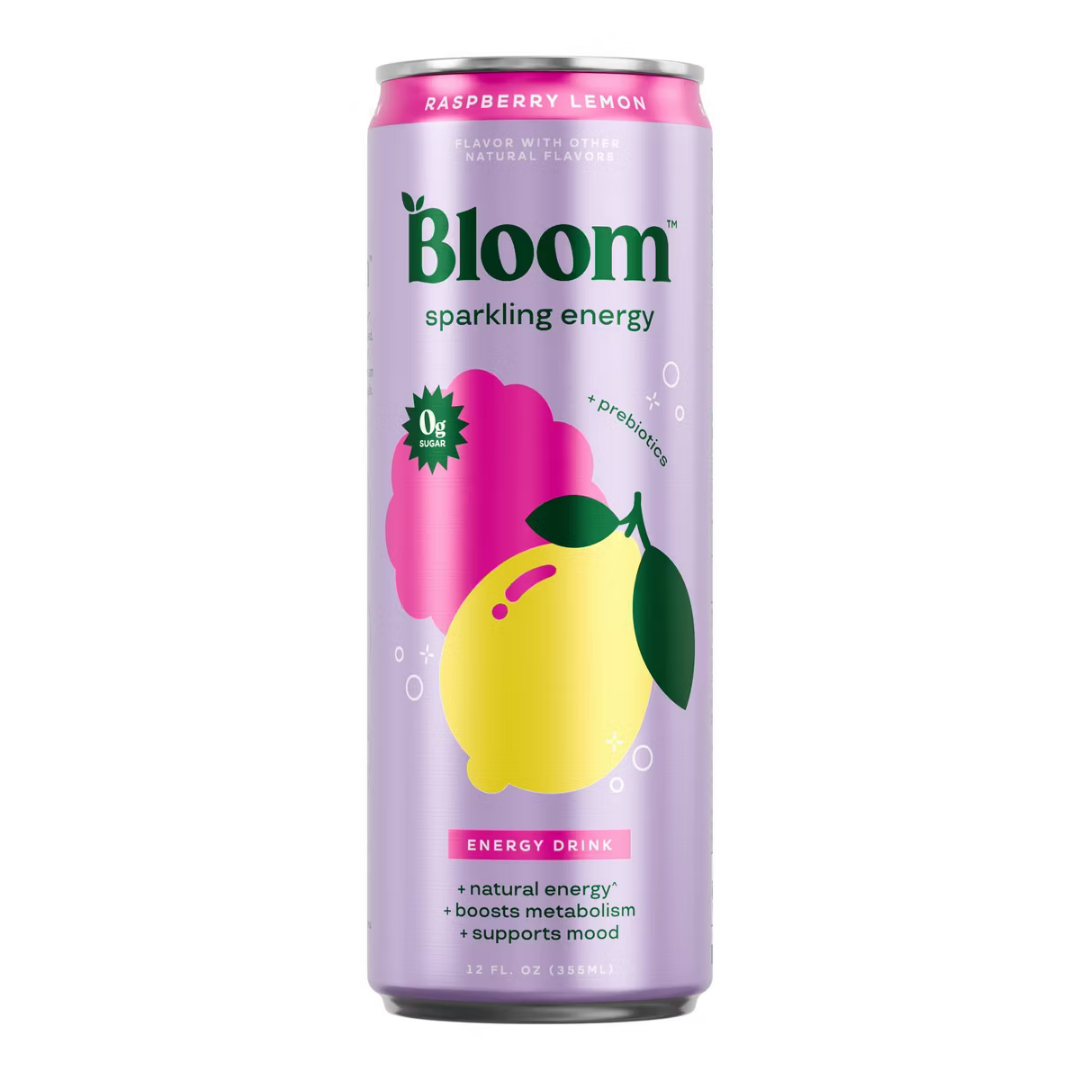 Bloom Nutrition Sparkling Energy Drink Raspberry Lemon (12 fl oz) DestGlow