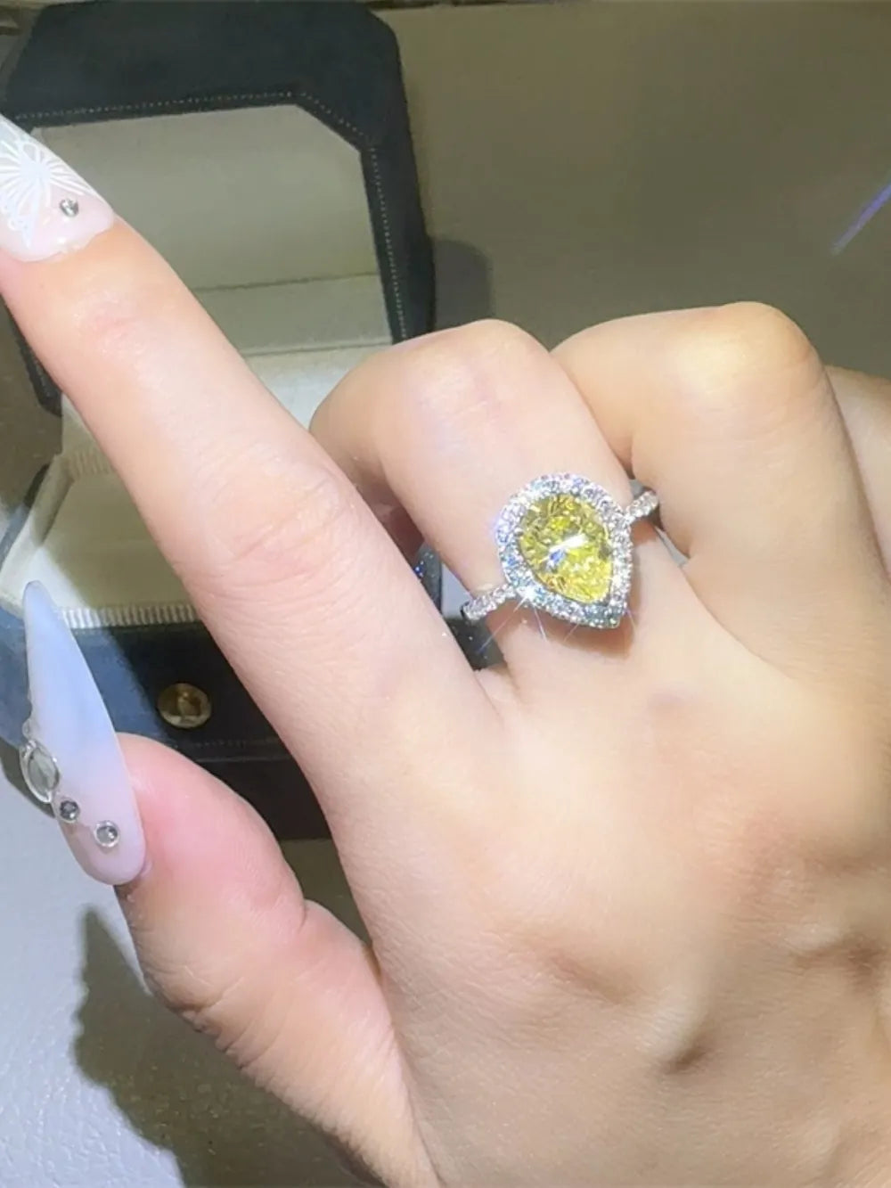 2 Carat Sparkala™ 925 Sterling Silver Teardrop Shape Ring by Sparkala