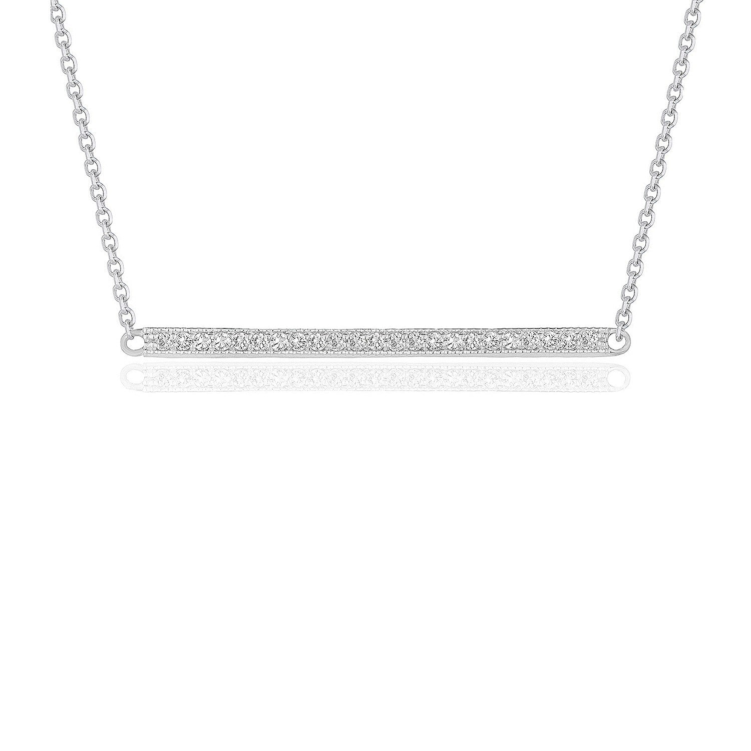 Diamond Bar Pendant in 14k White Gold (1/4 cttw) by Bids.com