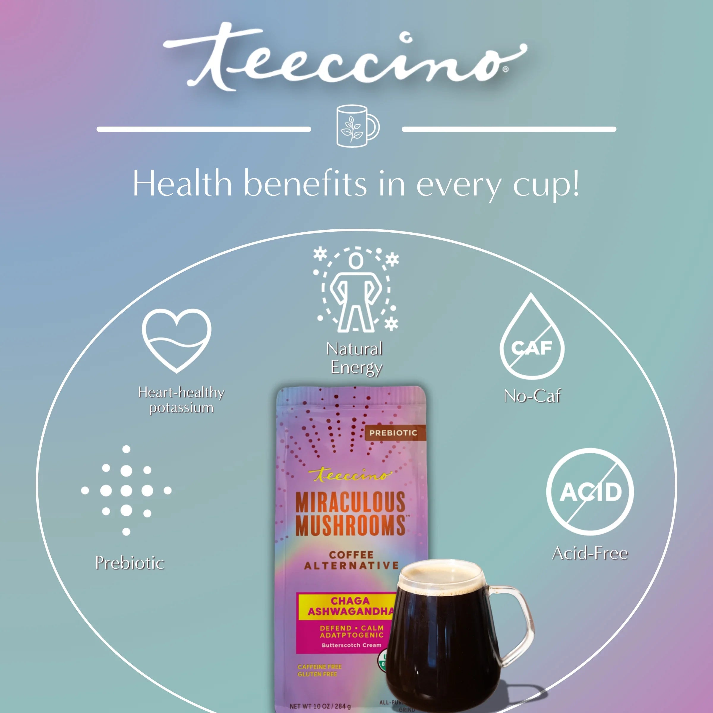Chaga Ashwagandha Butterscotch Cream Mushroom Herbal Coffee DestGlow