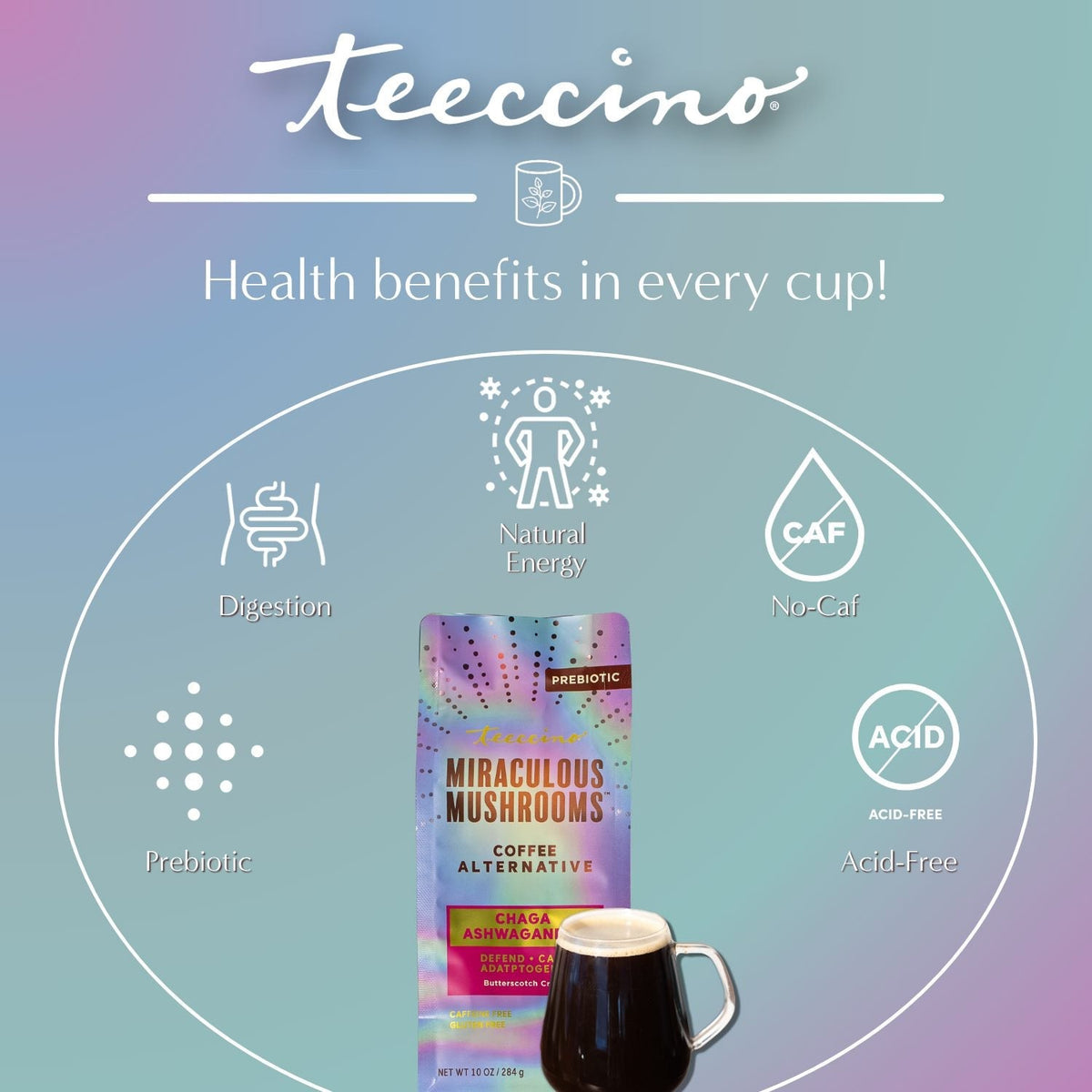 Chaga Ashwagandha Butterscotch Cream Mushroom Herbal Coffee DestGlow