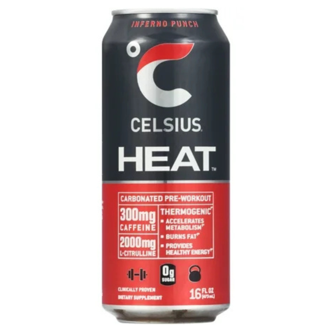 Celsius Heat Inferno Punch Performance Pre-Workout Drink (16oz) DestGlow