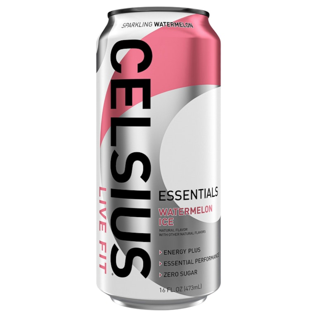 Celsius Essentials Watermelon Ice Sparkling Energy Drink (16oz) DestGlow