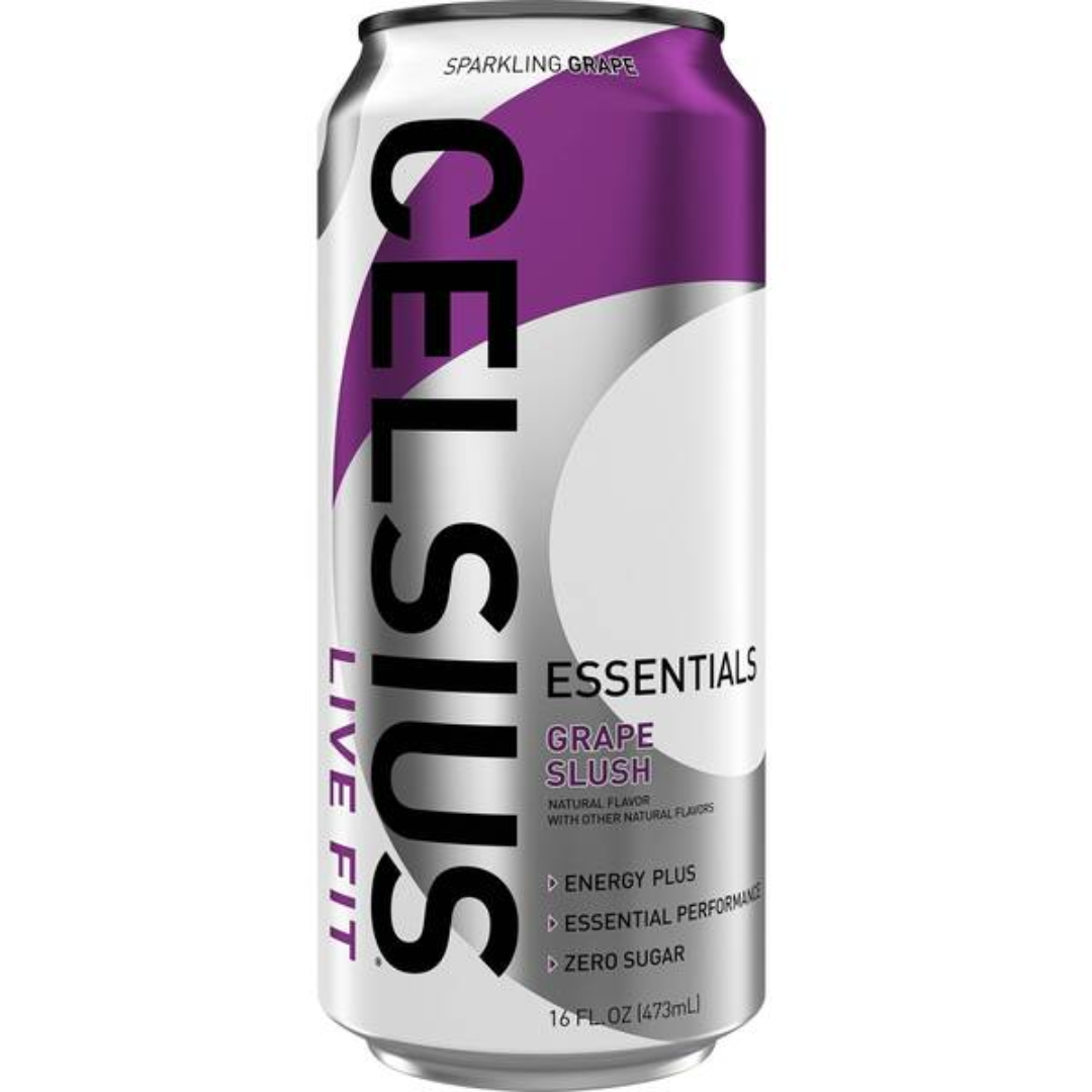 Celsius Essentials Grape Slush Sparkling Energy Drink (16oz) DestGlow