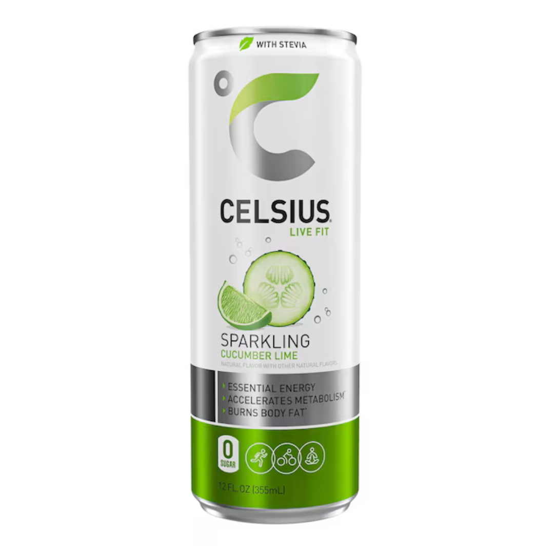 Celsius Live Fit Natural Sparkling Cucumber Lime Energy Drink with Stevia (12oz) DestGlow