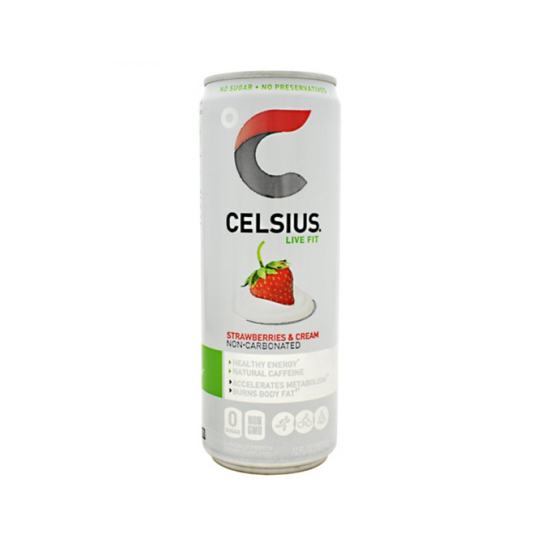 Celsius Live Fit Natural Strawberries & Cream Non-Carbonated Energy Drink (12oz) DestGlow