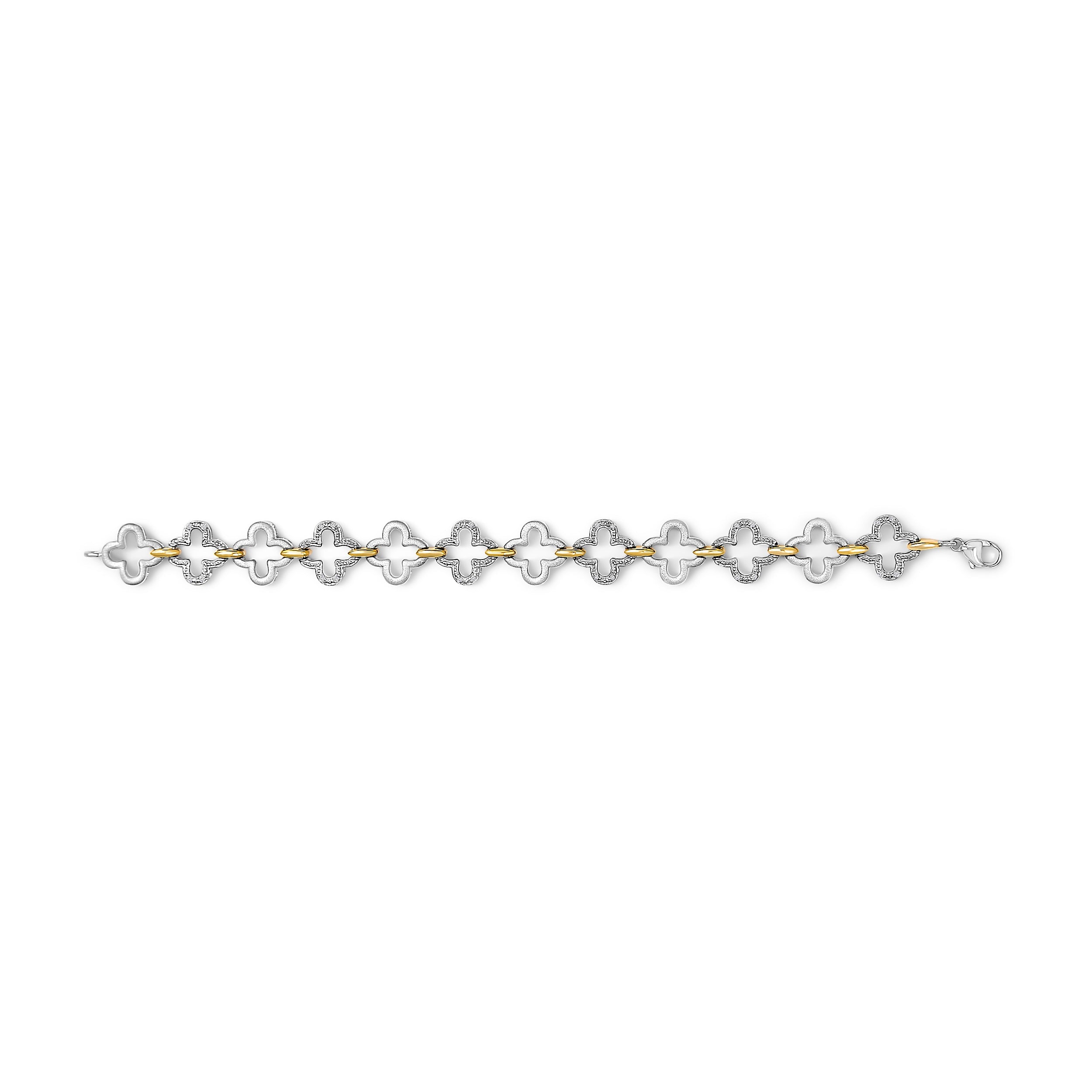 .925 Two-tone Sterling Silver 1/10 Cttw Natural Round Diamond Fashion Tennis Bracelet (I-J Color, I1-I2 Clarity) - 7" by Bids.com