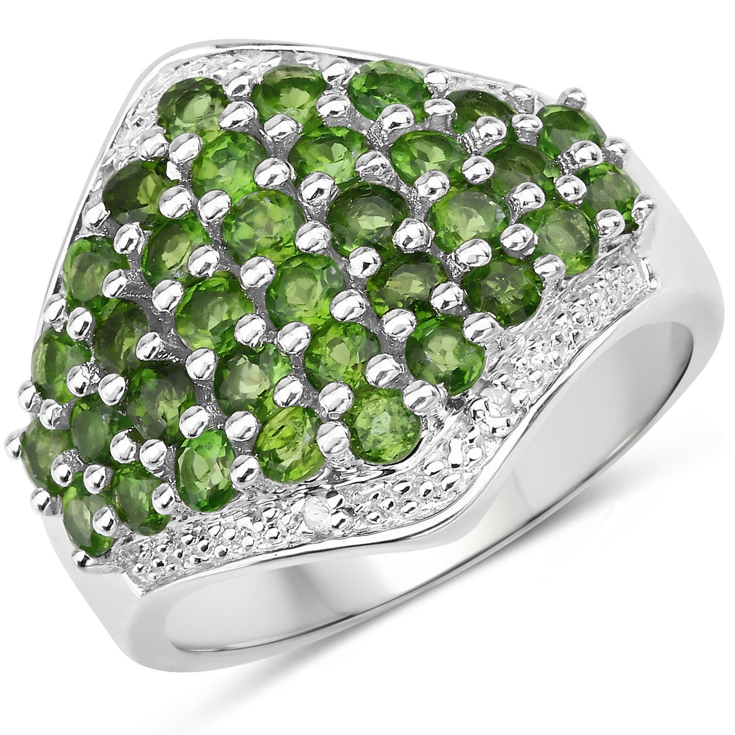 2.41 Carat Genuine Chrome Diopside and White Topaz .925 Sterling Silver Ring by Bids.com