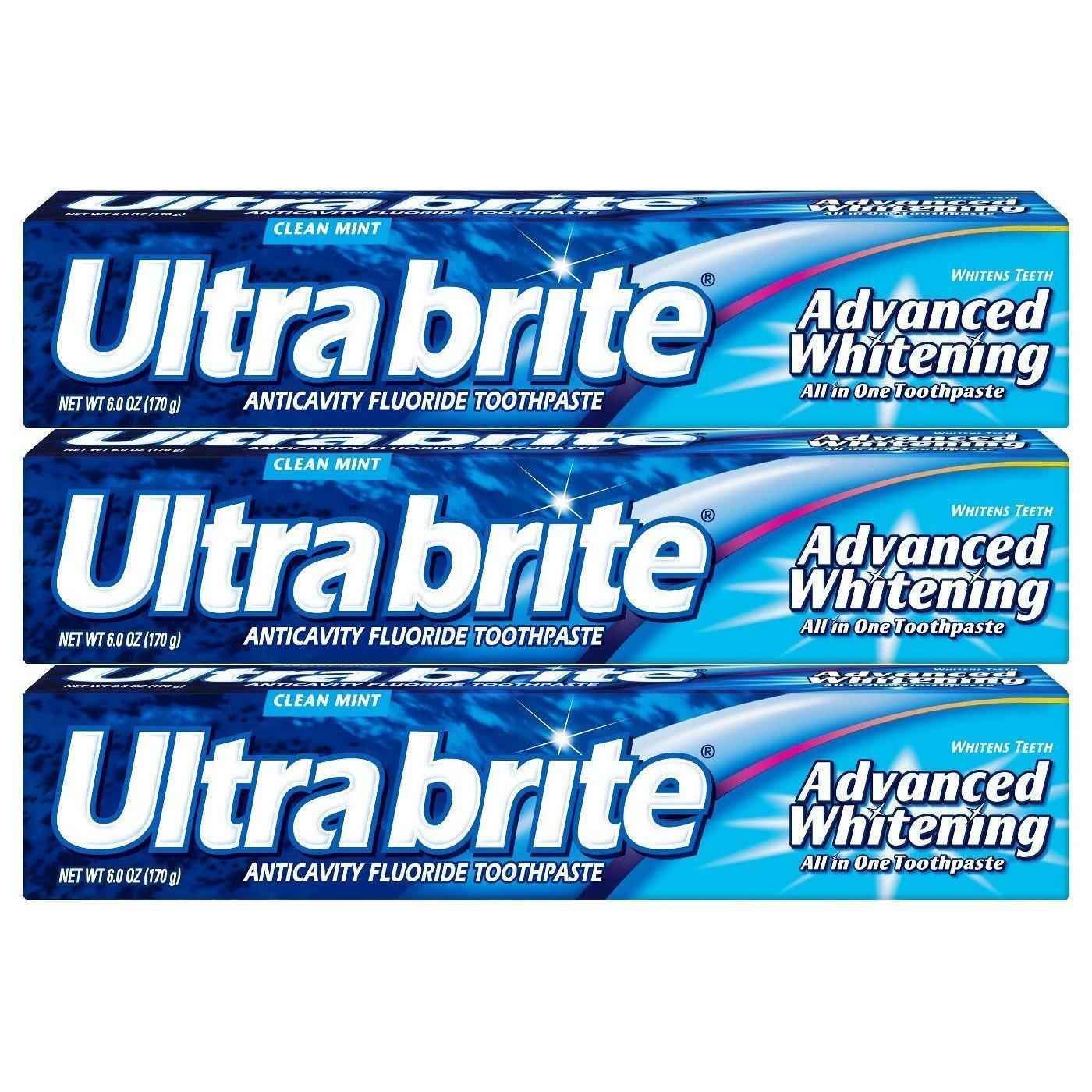 Ultra Brite Advanced Whitening Fluoride Toothpaste, Clean Mint - 6 Oz