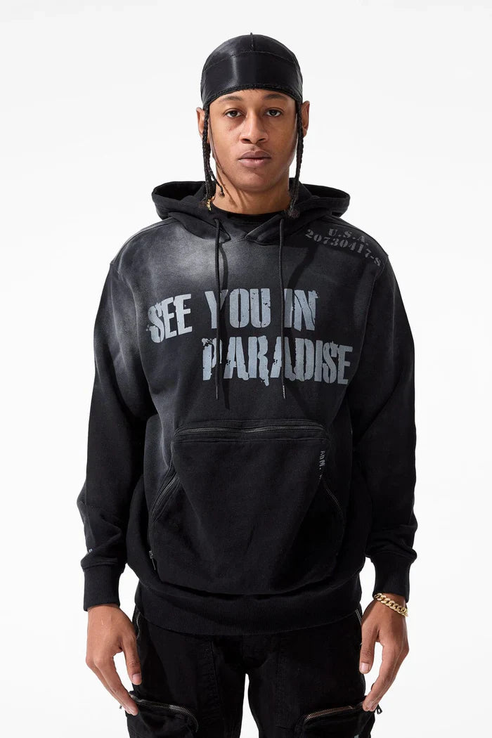 Jordan Craig Paradise Field Tech Cargo Hoodie - Black by Denim Exchange
