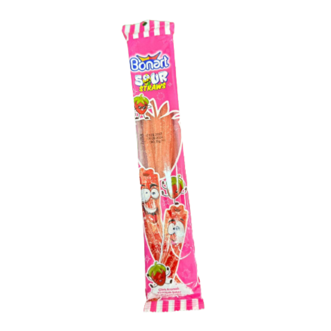 Bonart Strawberry Sour Straws Gummy Candy (5.3oz) DestGlow